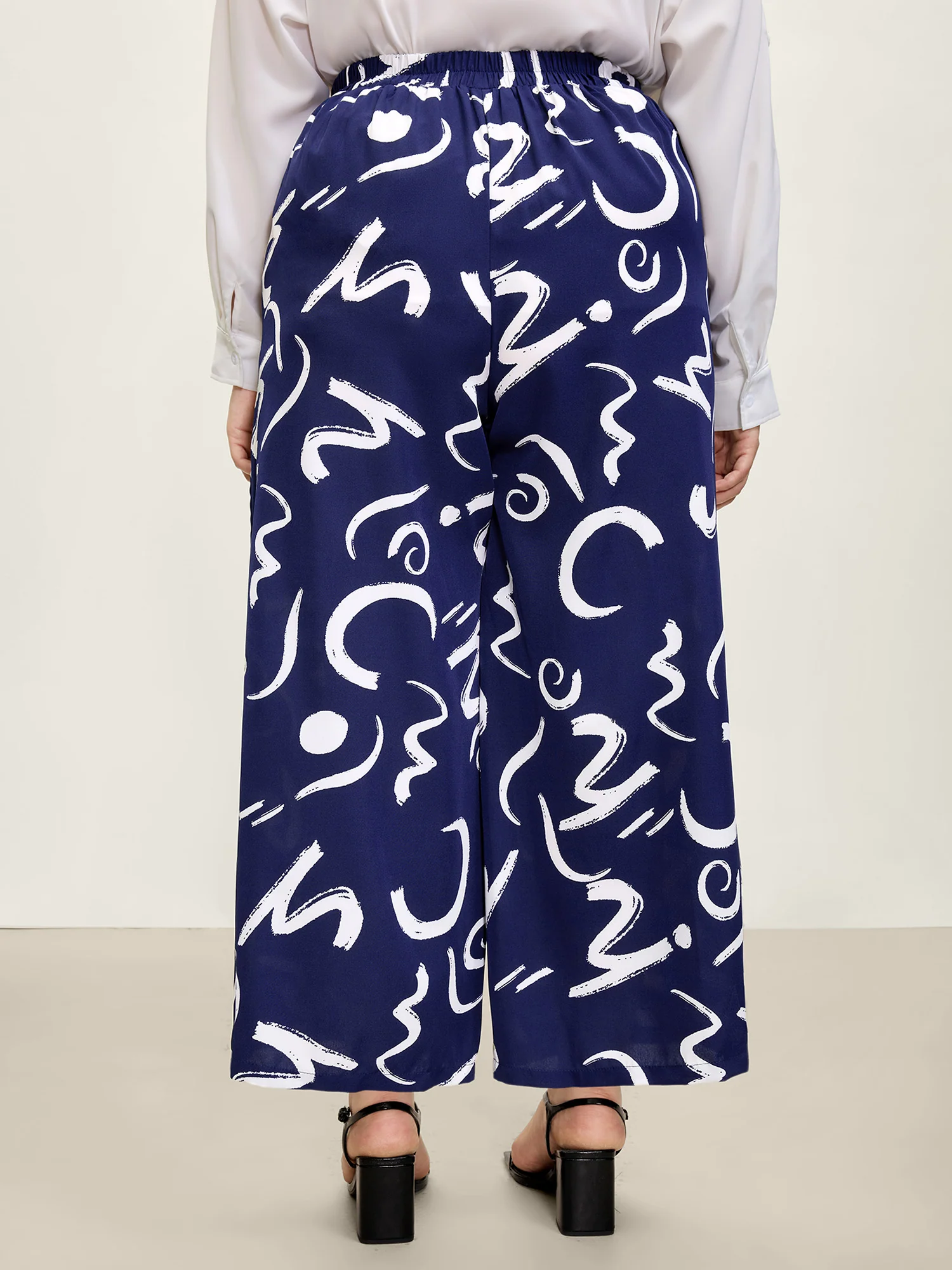 Geometric Print Wide-Leg Pants - Image 4