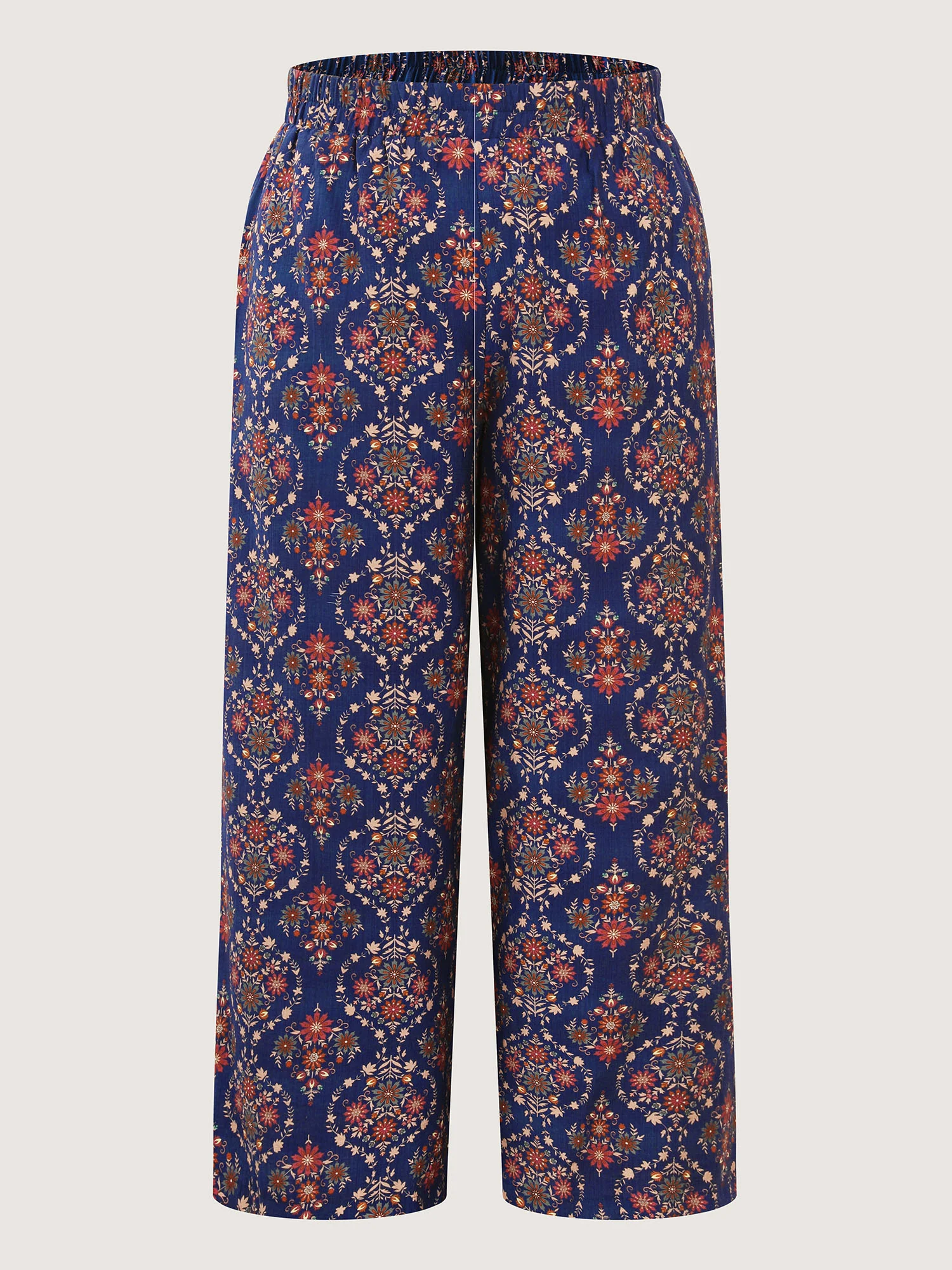 Geometric Print Wide Waistband Straight Leg Pants - Image 8