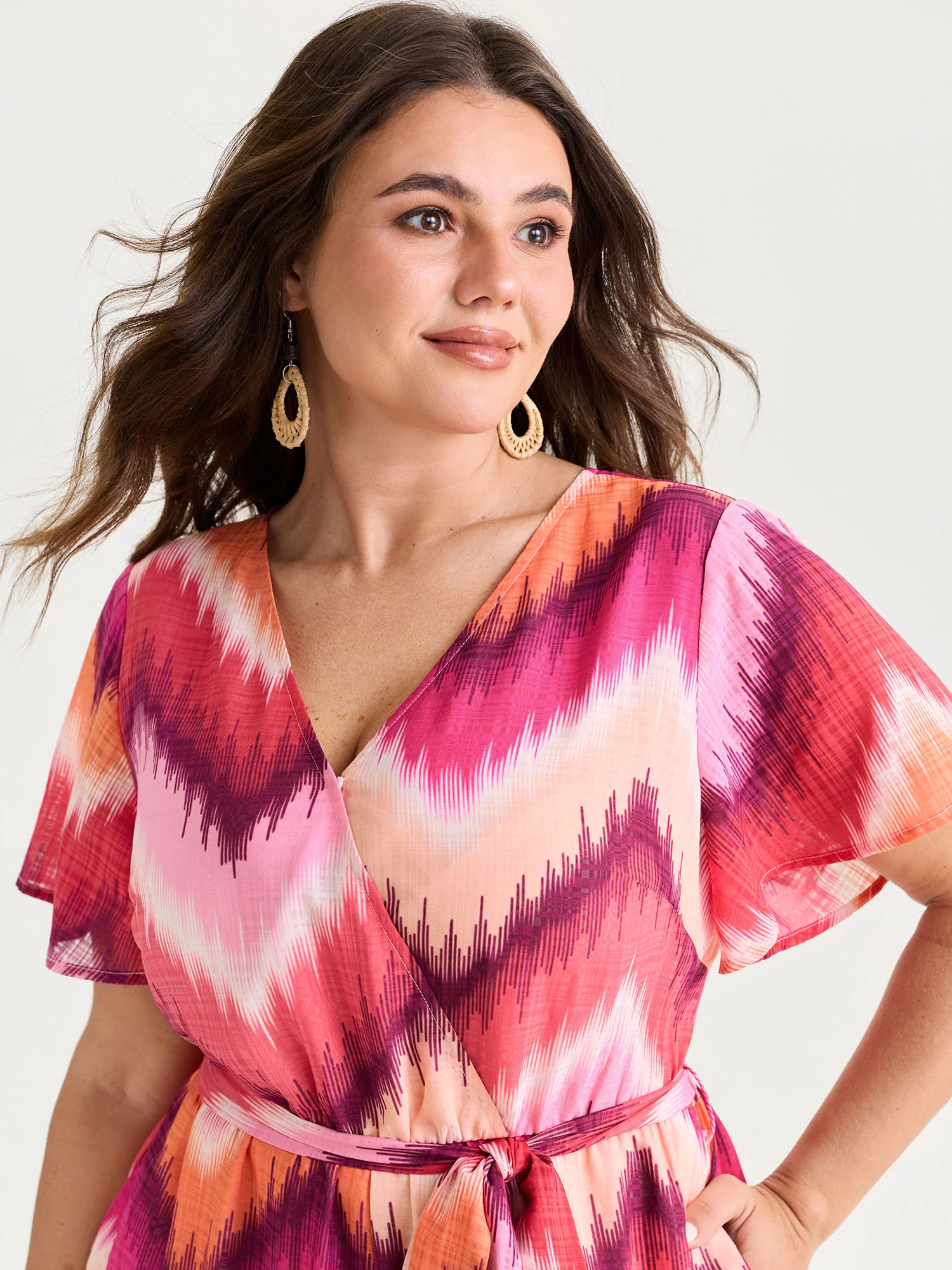 Geometric Print Wrap Side-Tie Jumpsuit - Image 2