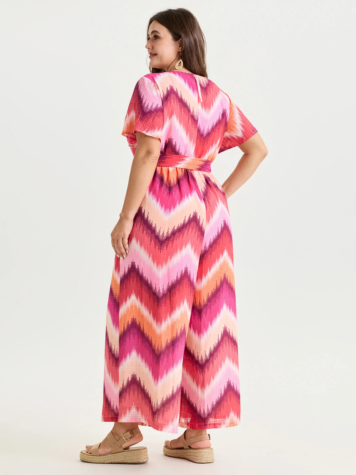 Geometric Print Wrap Side-Tie Jumpsuit - Image 4