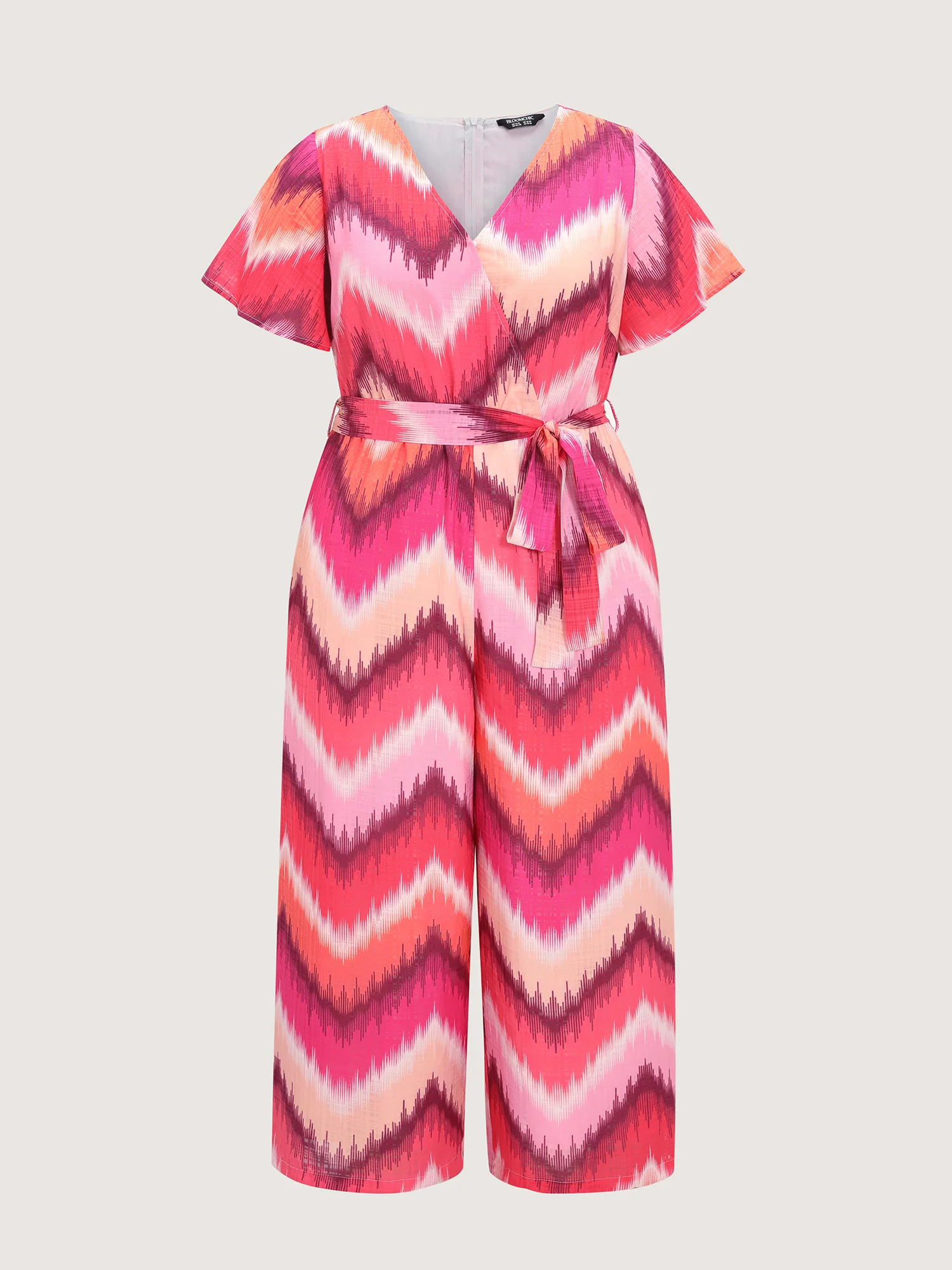 Geometric Print Wrap Side-Tie Jumpsuit - Image 7
