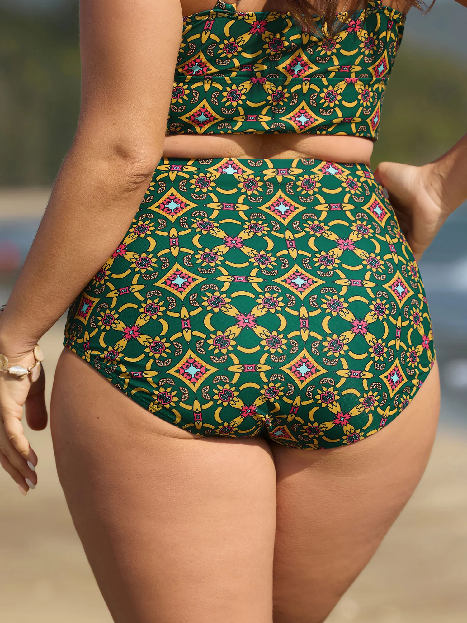 Geometric Ruched Tummy-Control Bikini Bottoms - Image 4