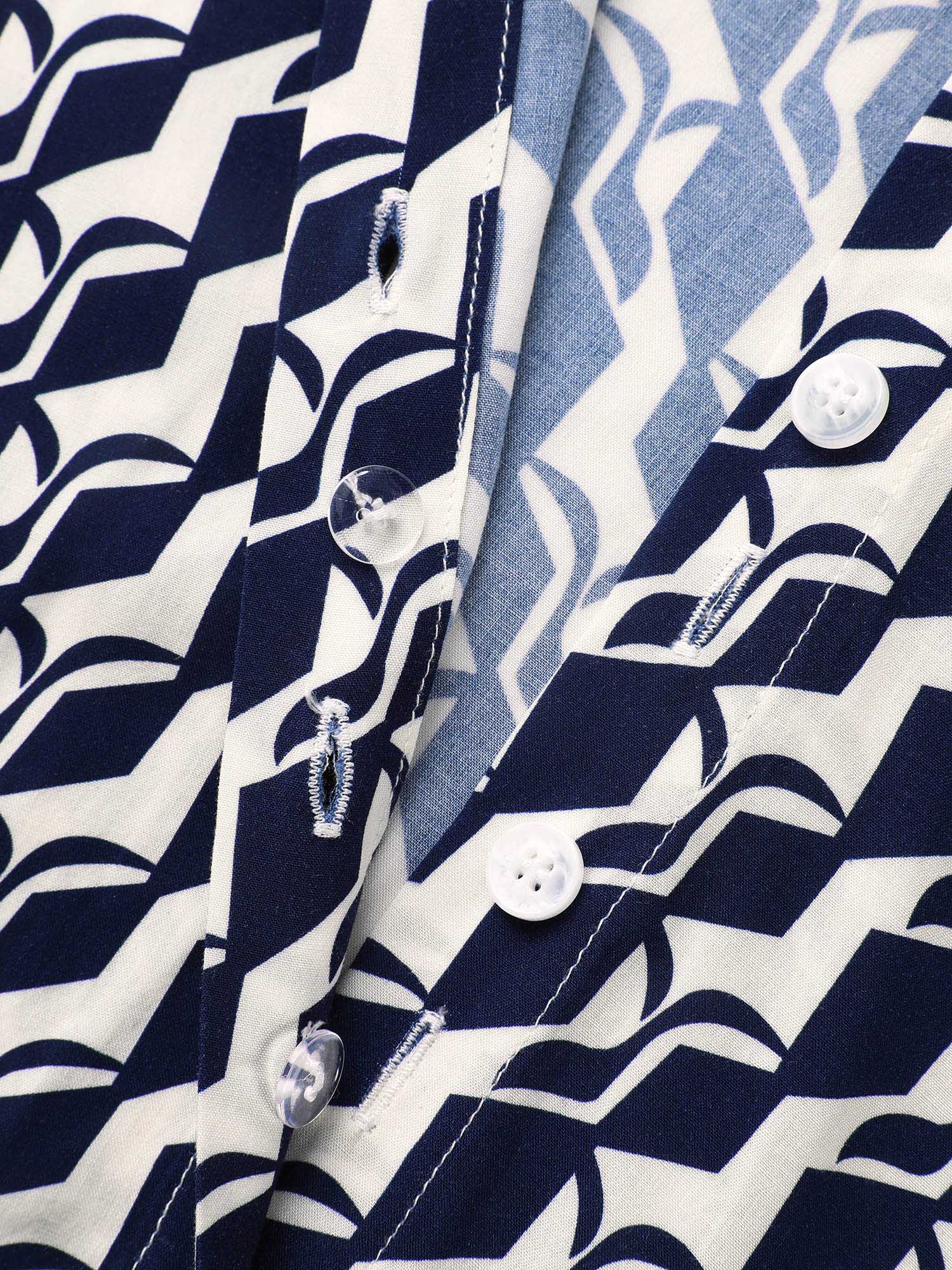 Geometric Shirt Collar Pleated Blouse - Image 6
