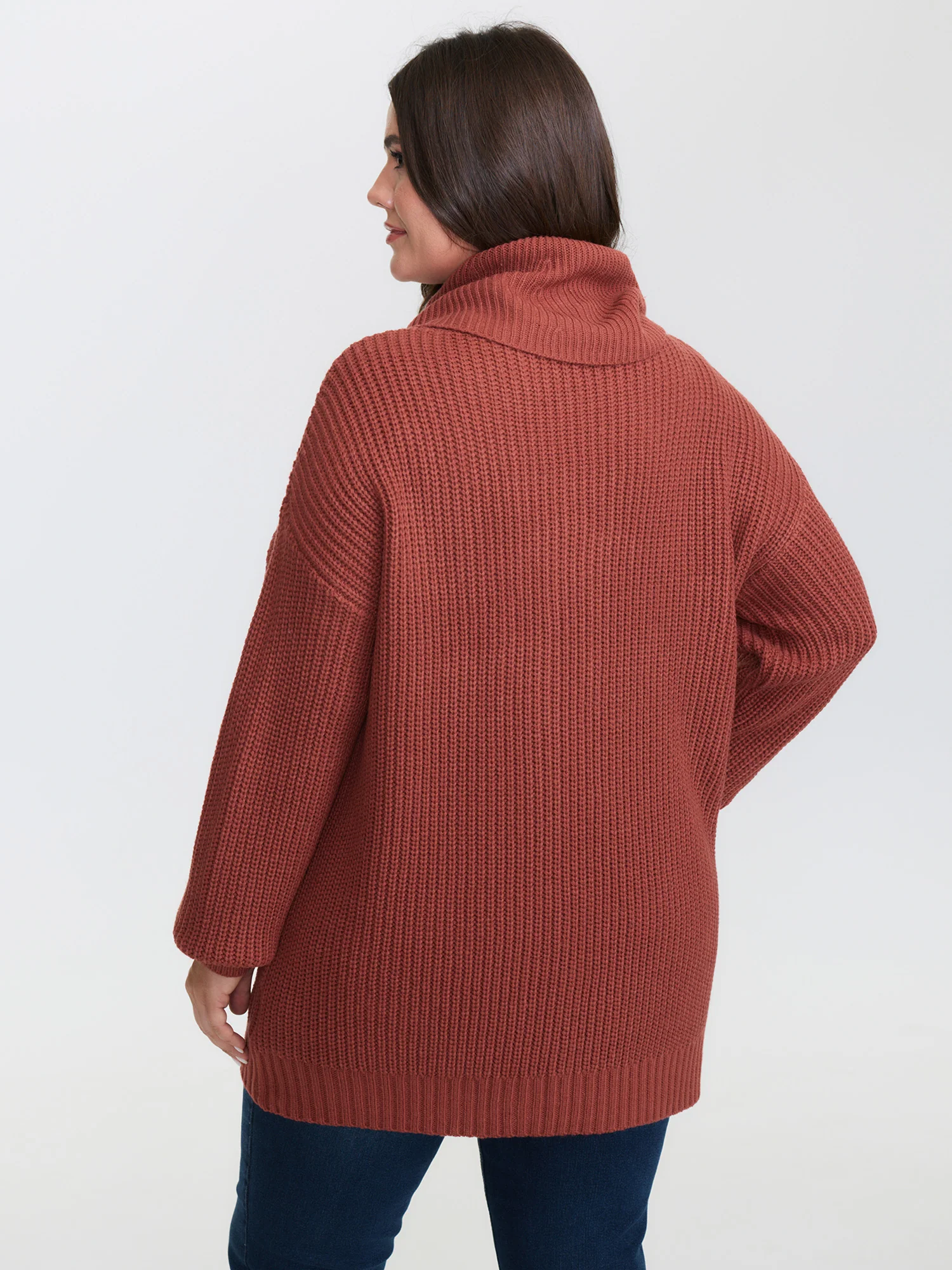 Geometric Snowflake Drape Turtleneck Pullover - Image 4
