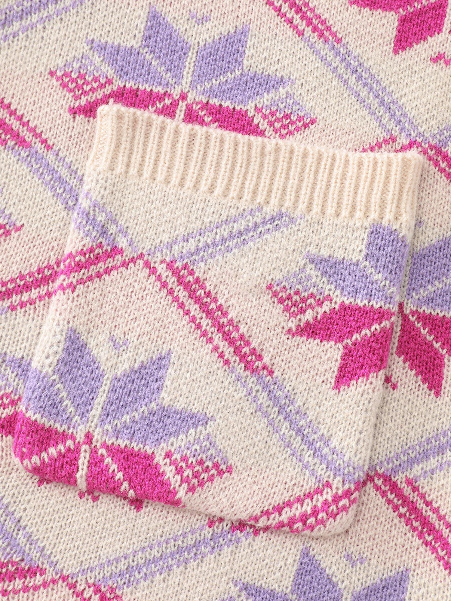 Geometric Snowflake Pattern Pockets Knit Cardigan - Image 5