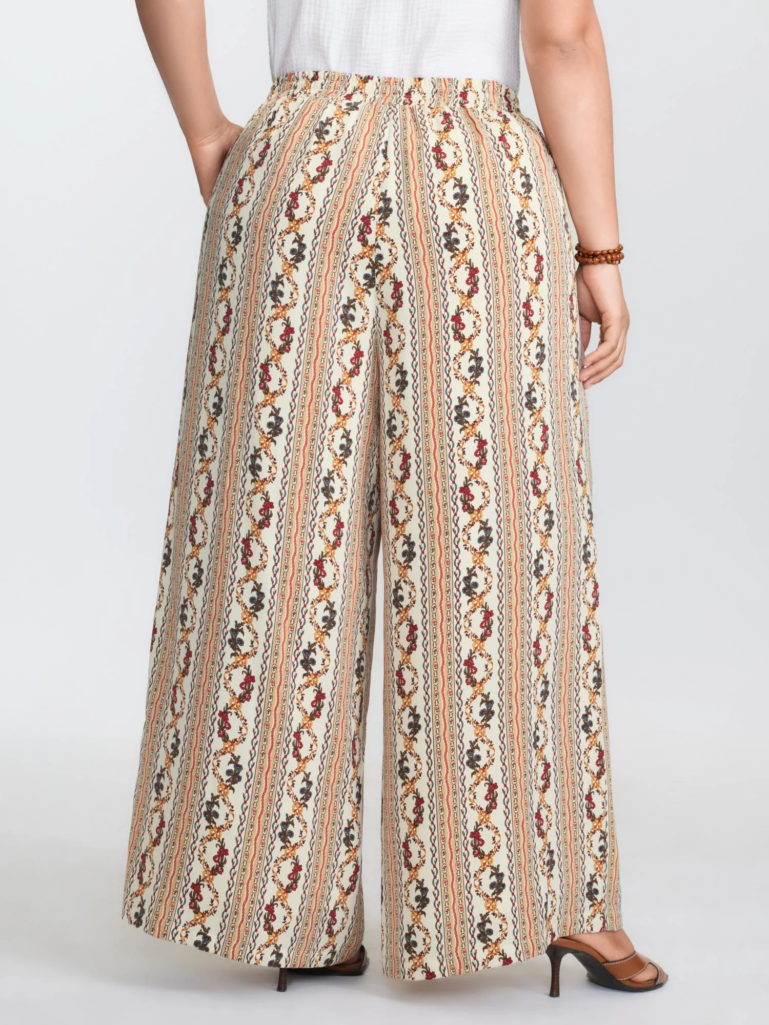 Geometric Stripe Print Pockets Straight-Leg Pants - Image 5
