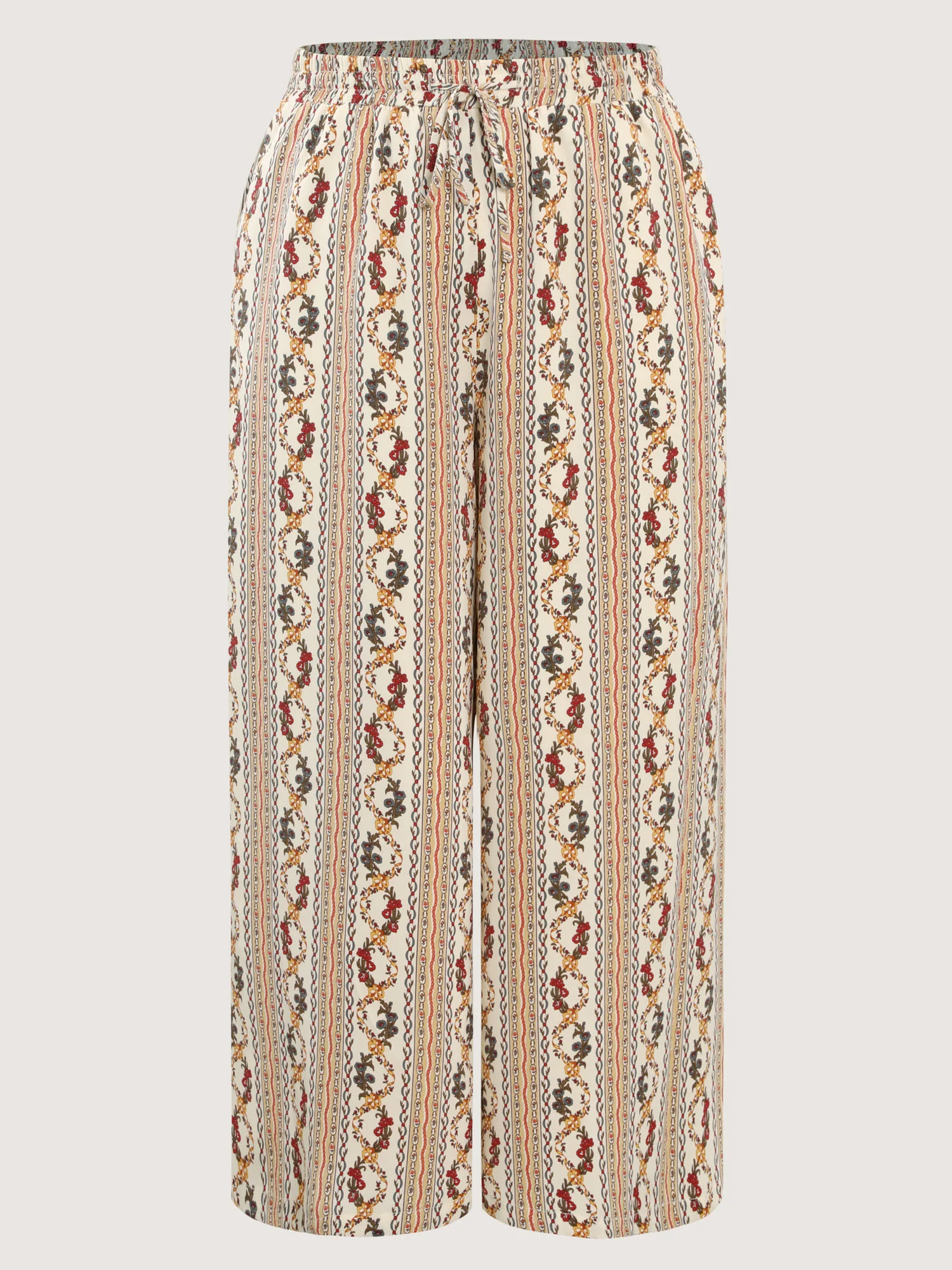 Geometric Stripe Print Pockets Straight-Leg Pants - Image 6