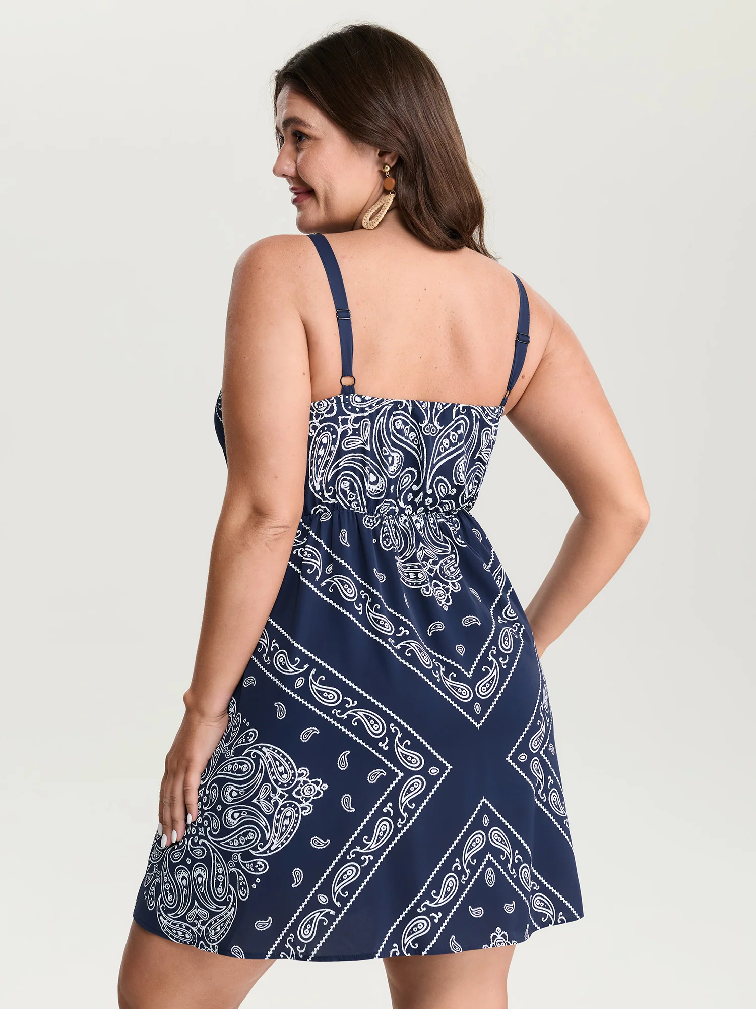 Geometric Stripe Shirred Back Mini Dress - Image 4