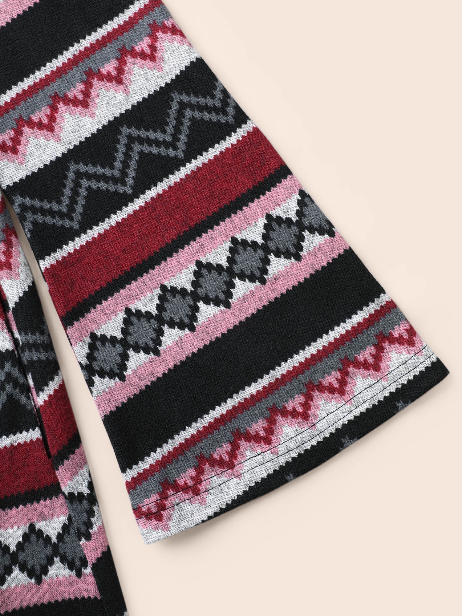 Geometric Striped Bell Sleeve Knit Dress - Image 6