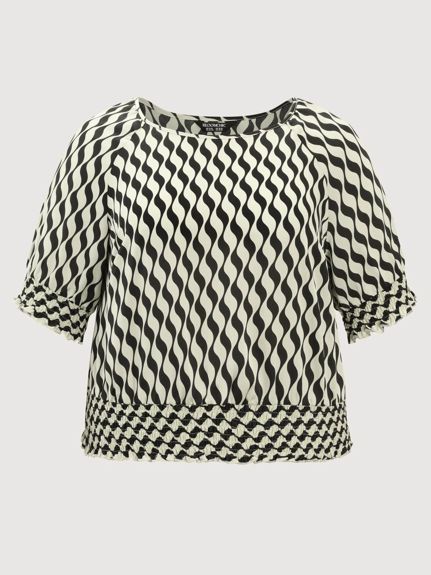 Geometric Stripes Stretchy Hem Blouse - Image 7