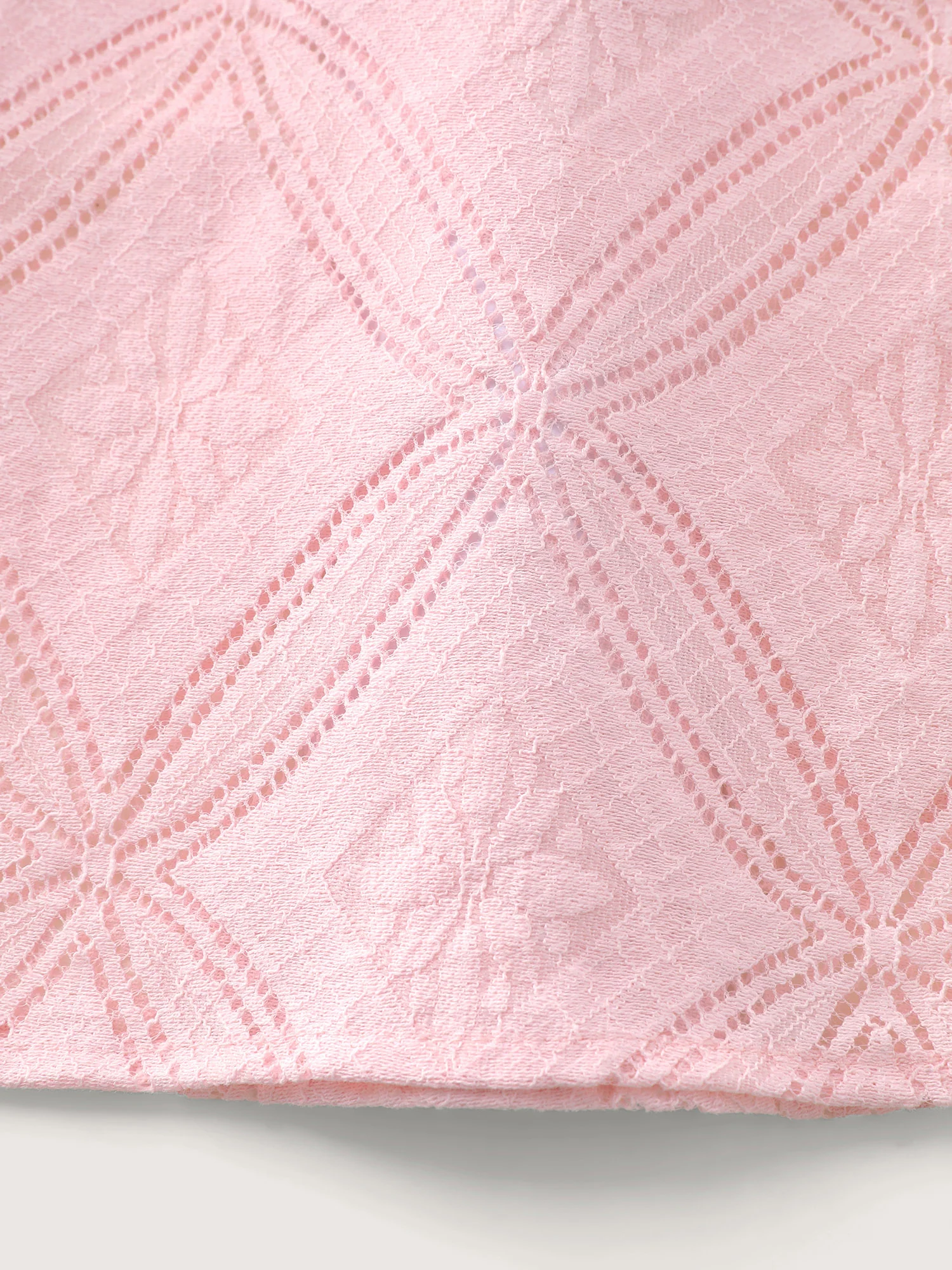 Geometric Texture Lace Trim Blouse - Image 7