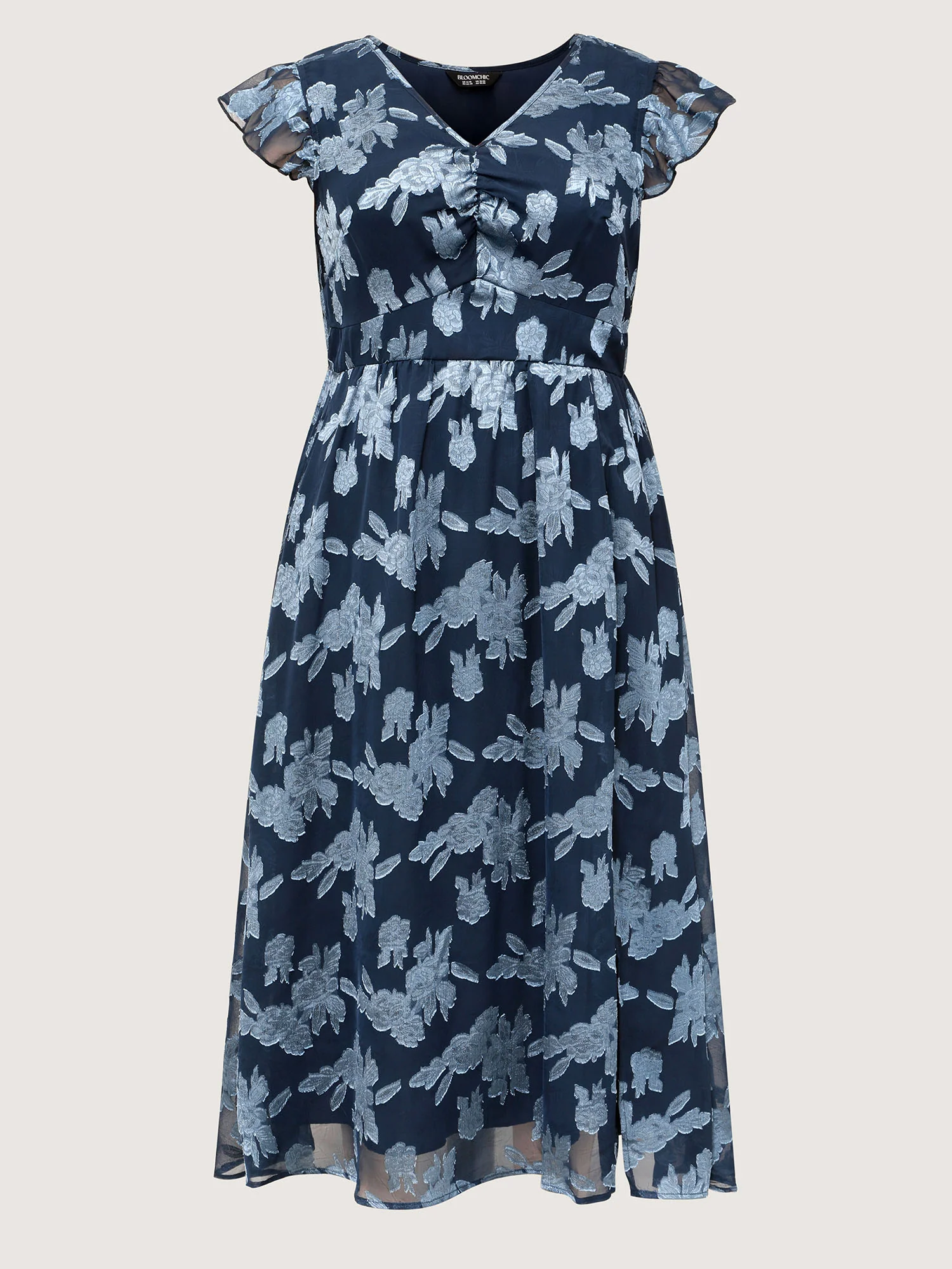 Geometrical Jacquard Textured Shirred Maxi Dress - Image 7