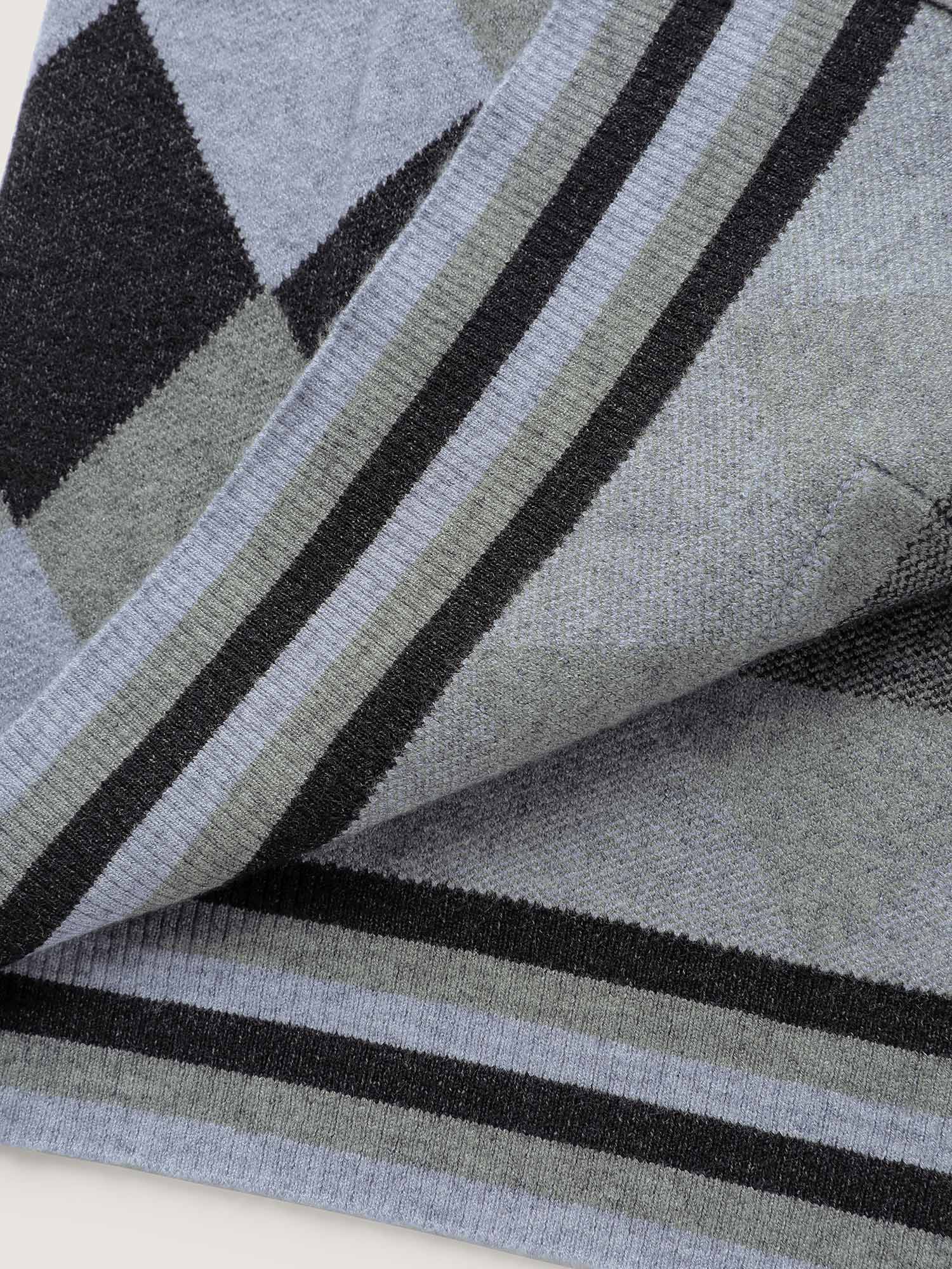 Geometrical Pattern Open-Front Knit Cardigan - Image 7