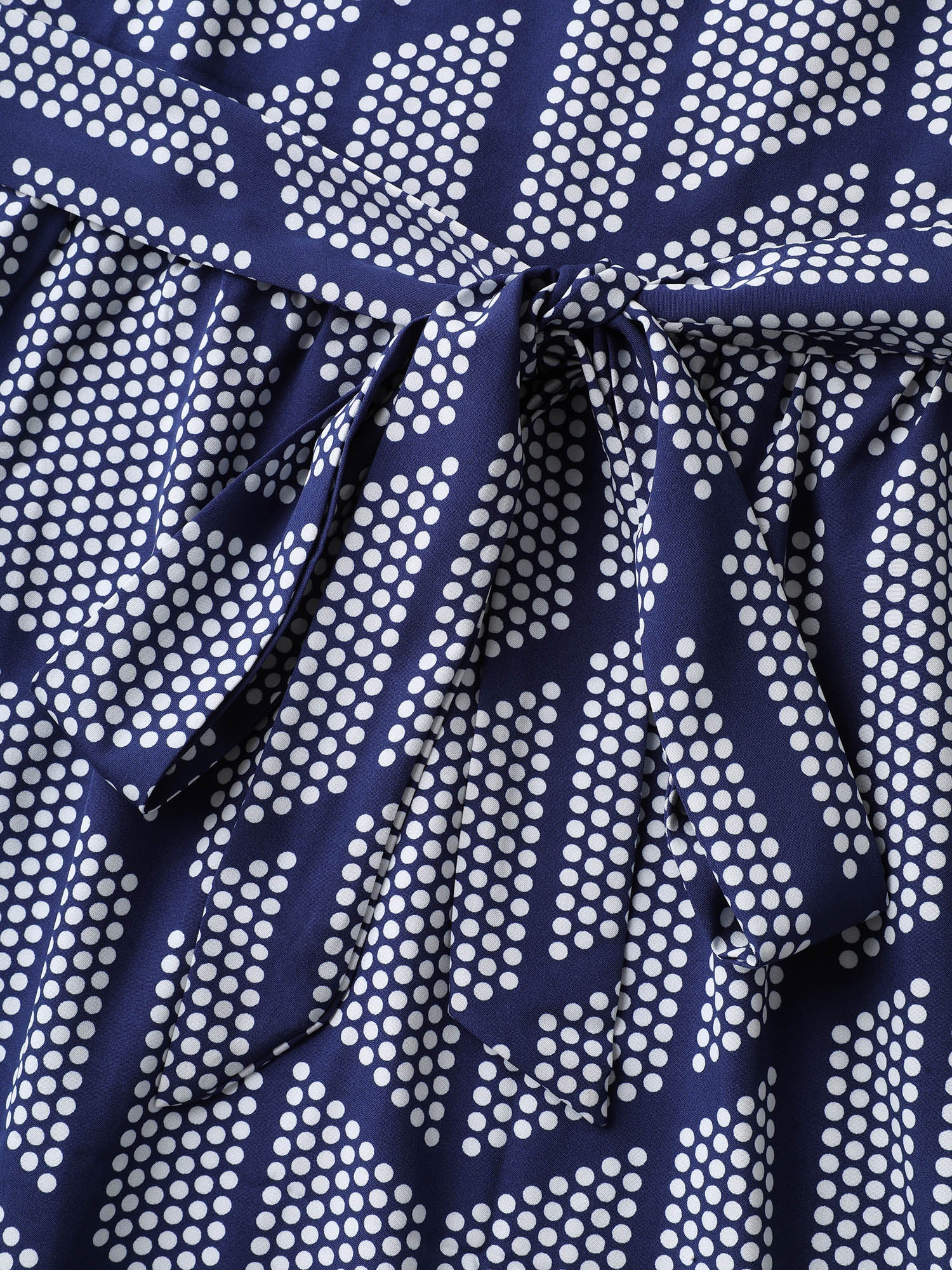 Geometrical Print Notched Collar Belted Midi Dress - Image 5