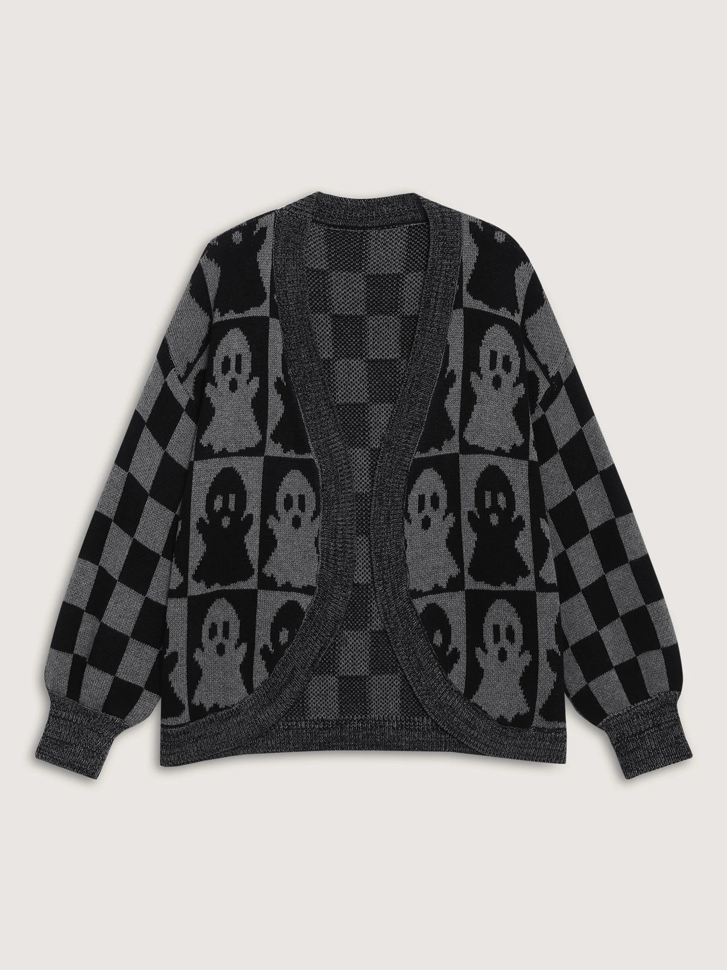 Ghost Checkered Jacquard Arc Swing Cardigan - Image 5
