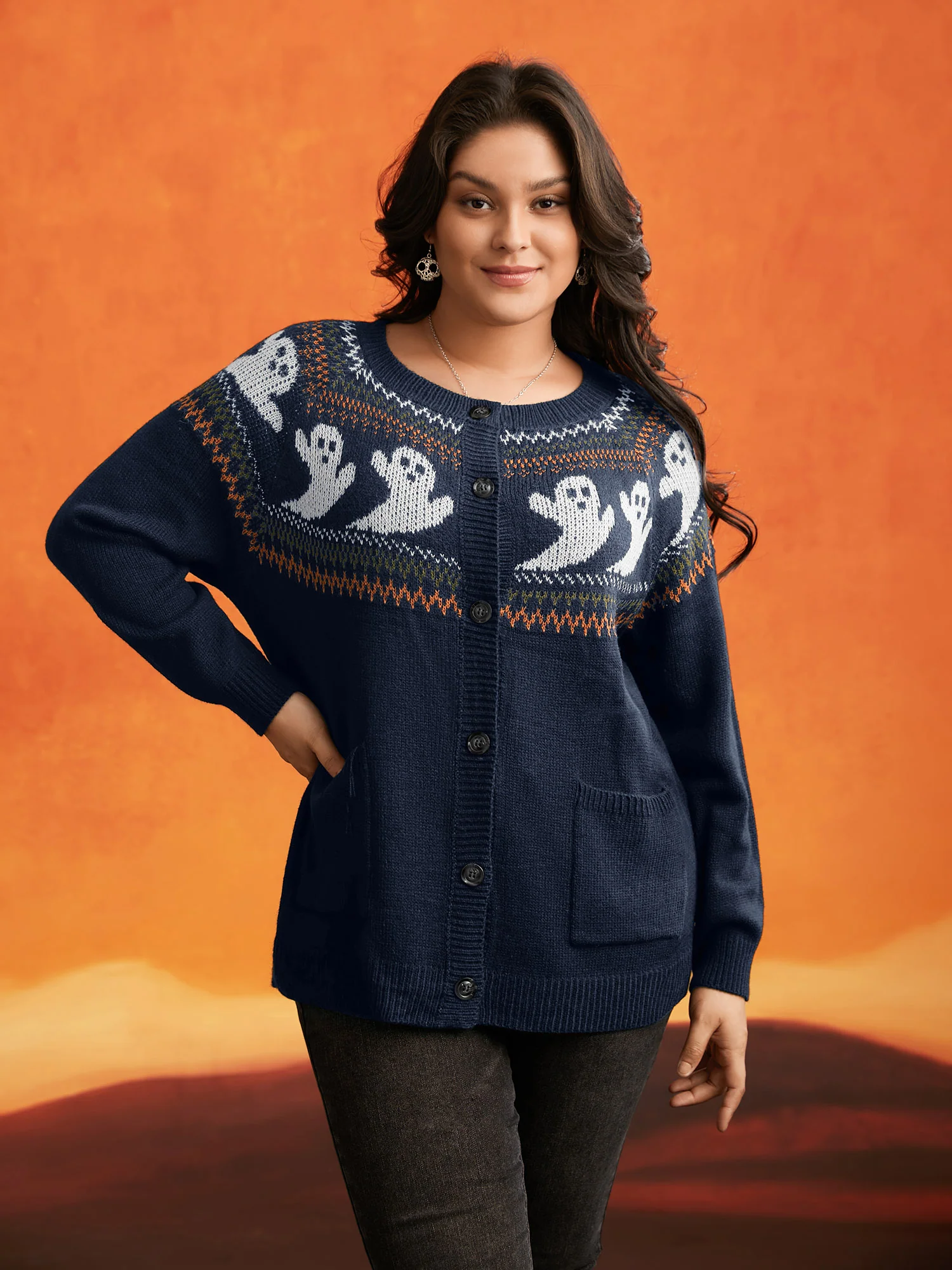 Ghostly Fair Isle Button-Up Cardigan - Image 3
