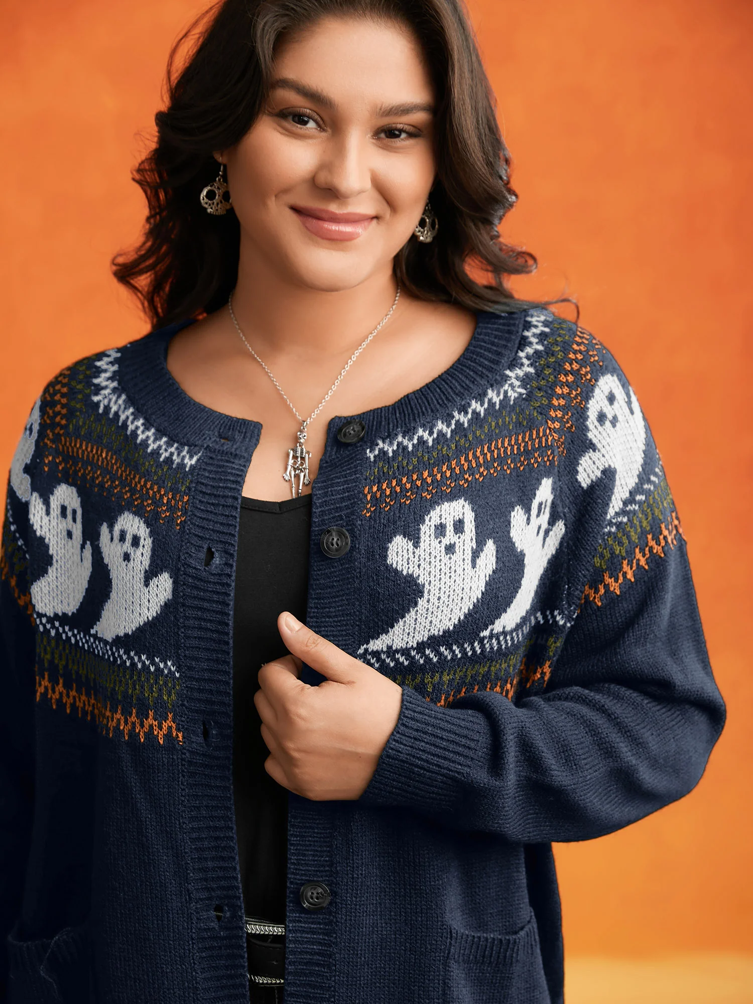 Ghostly Fair Isle Button-Up Cardigan - Image 4