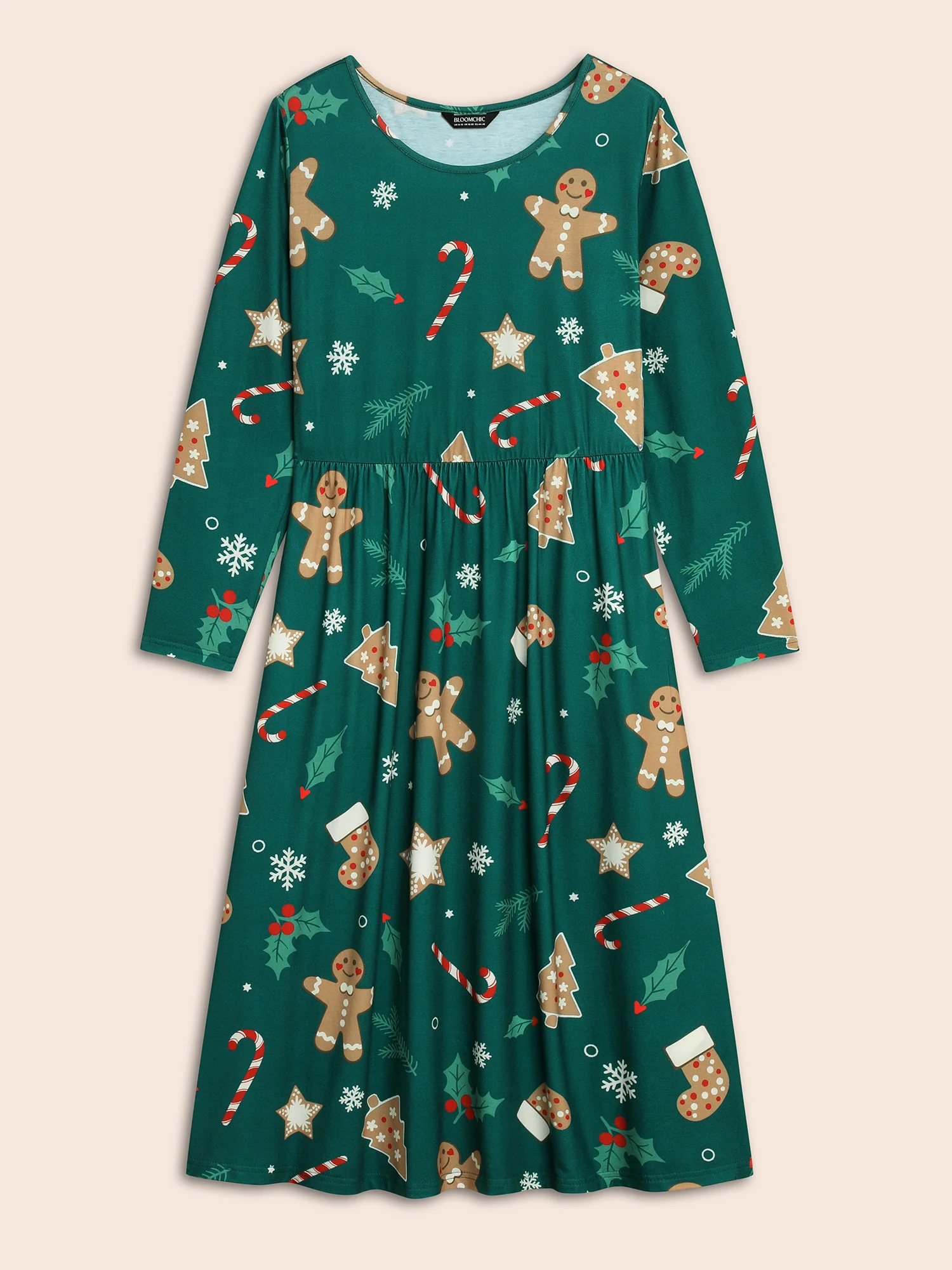 Gingerbread CandyCane Lounge Midi Dress - Image 7