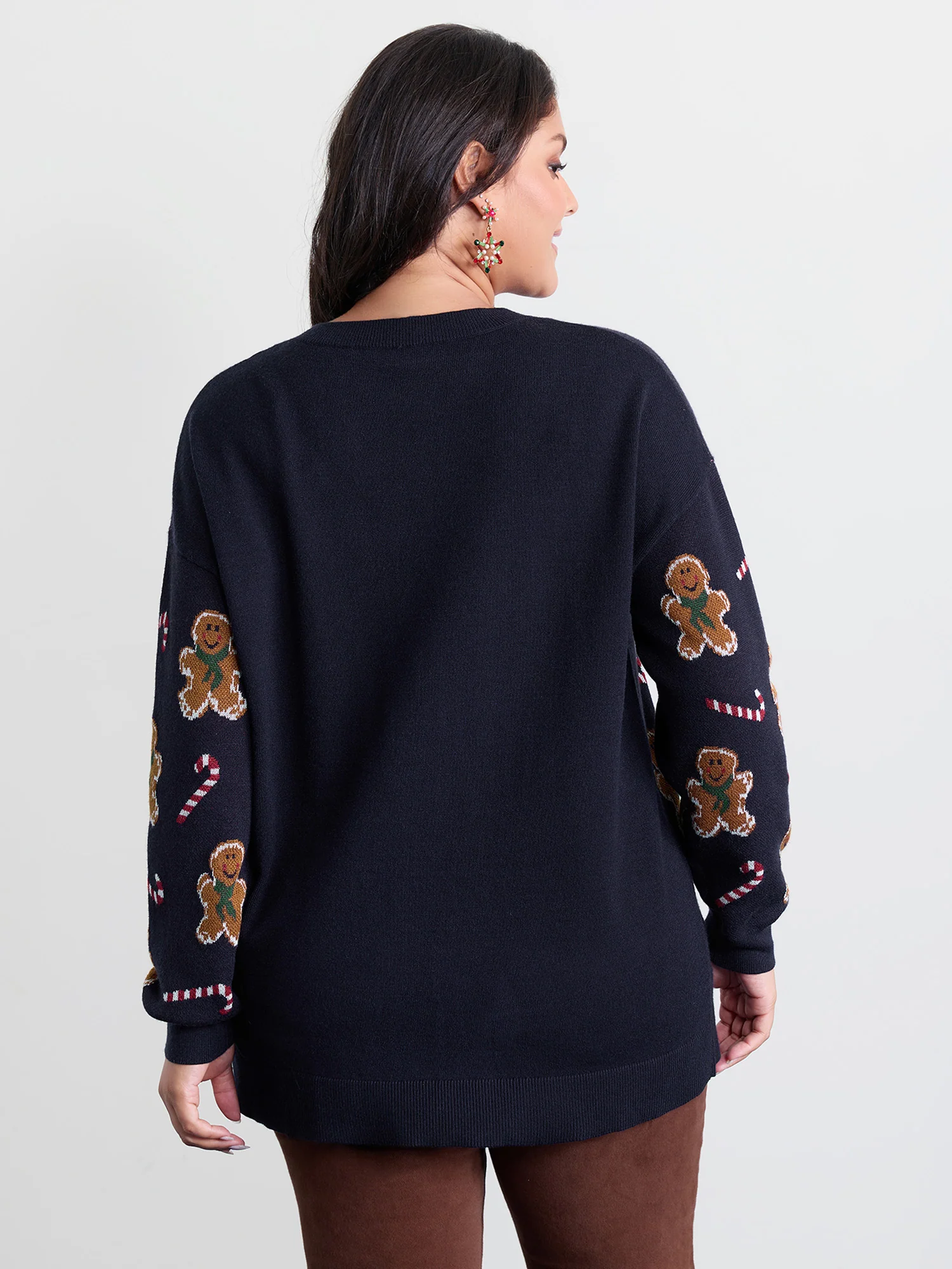 Gingerbread Holiday Jacquard Round Neck Pullover - Image 5