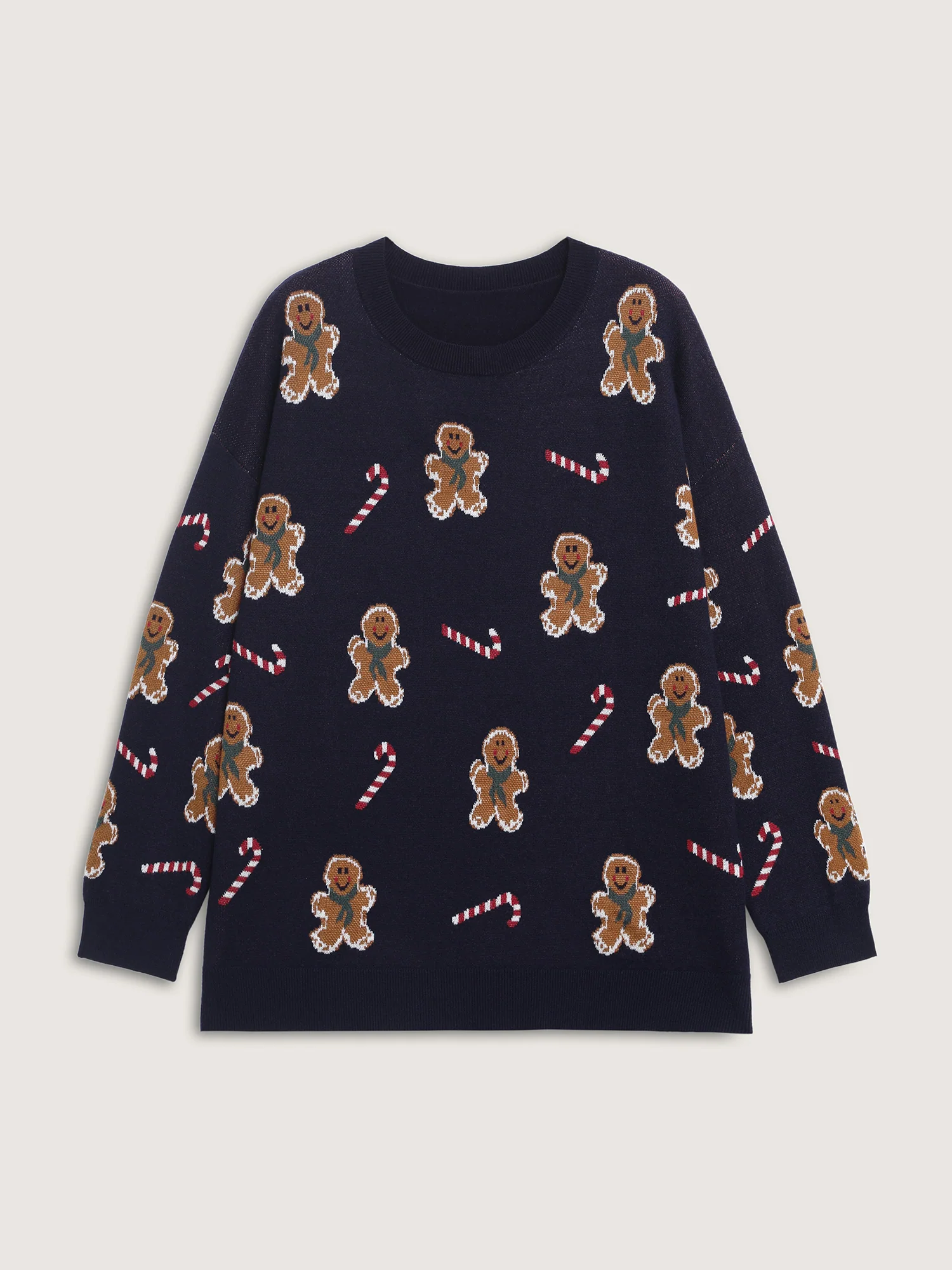 Gingerbread Holiday Jacquard Round Neck Pullover - Image 6
