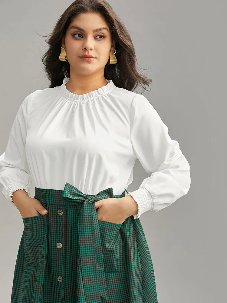 Gingham Belted Frill Trim Button Detail Dress - Image 6