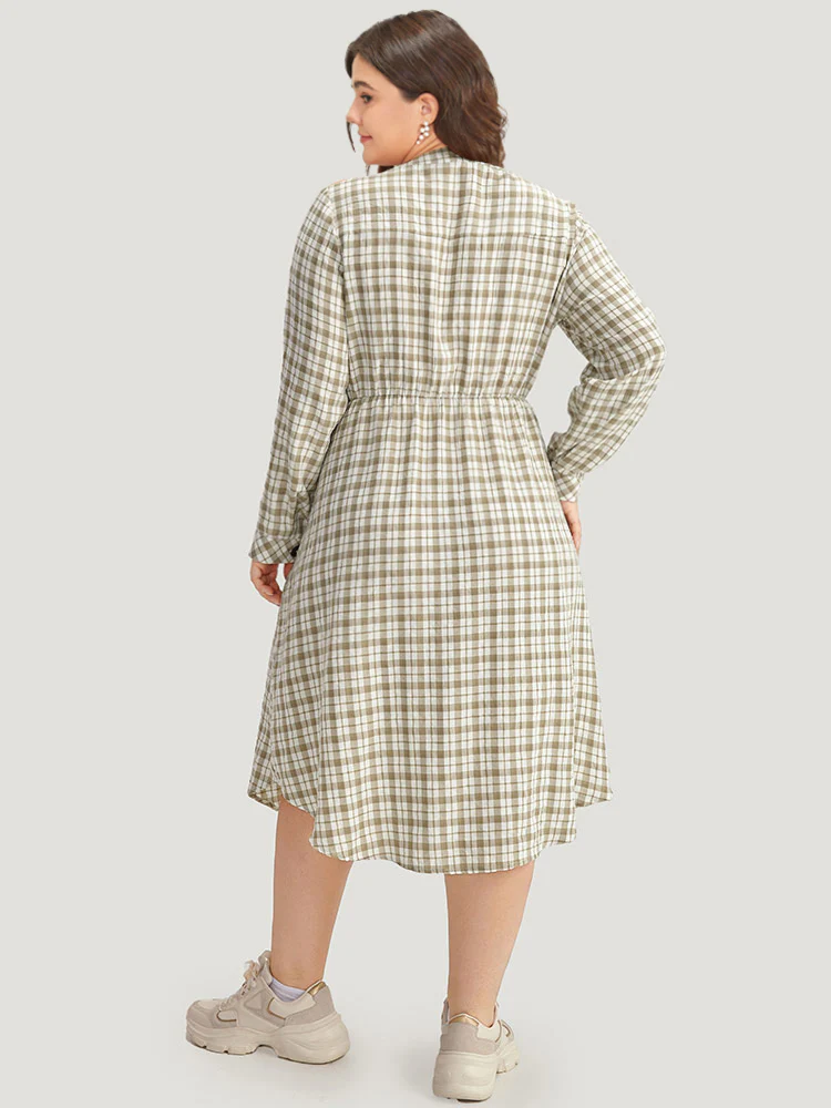 Gingham Button Through Arc Hem Dress - Image 3
