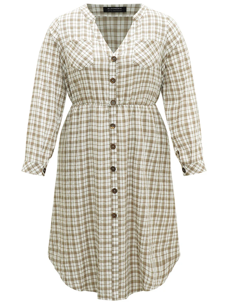 Gingham Button Through Arc Hem Dress - Image 8