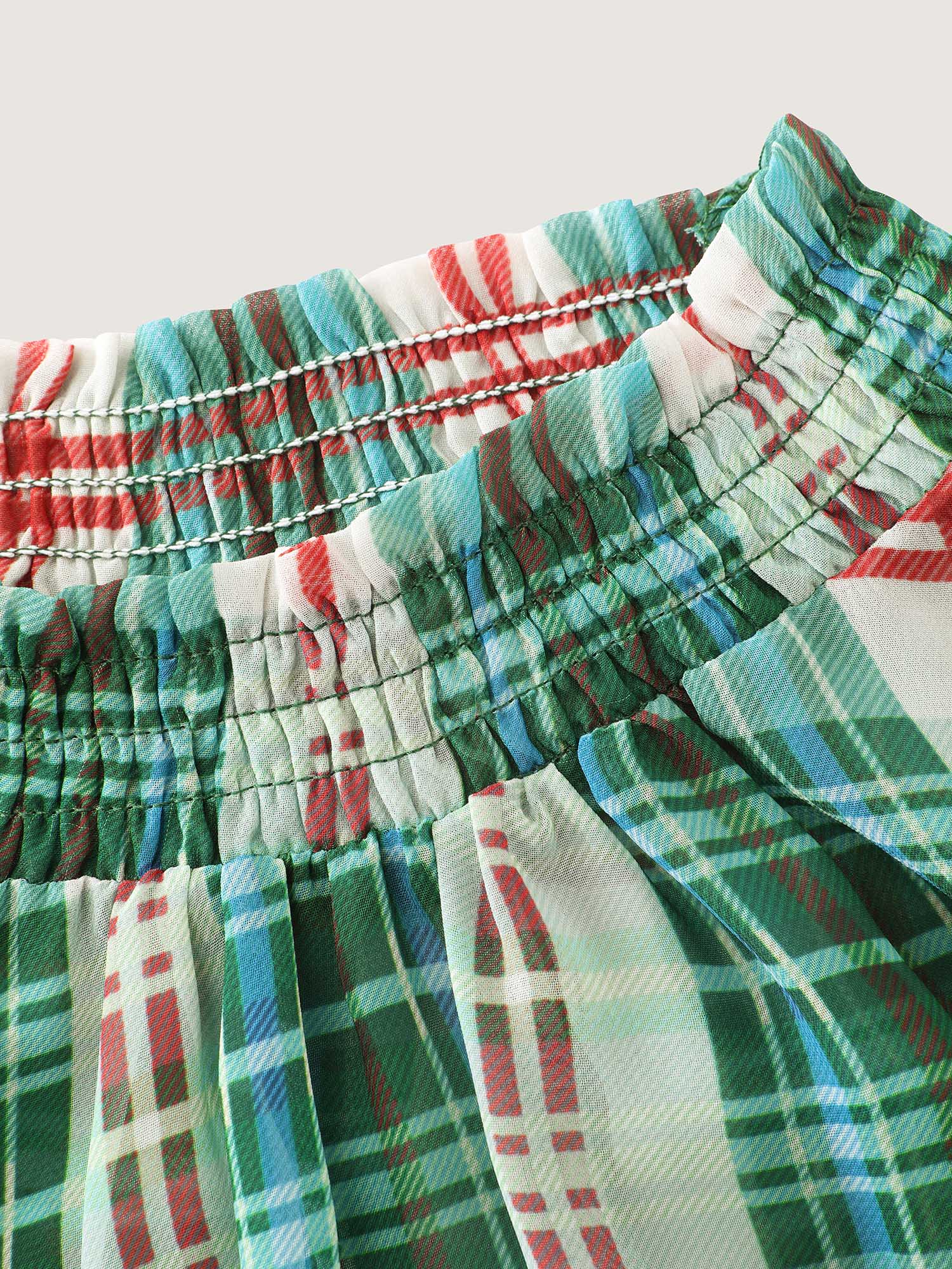 Gingham Chiffon Shirred Blouse - Image 6