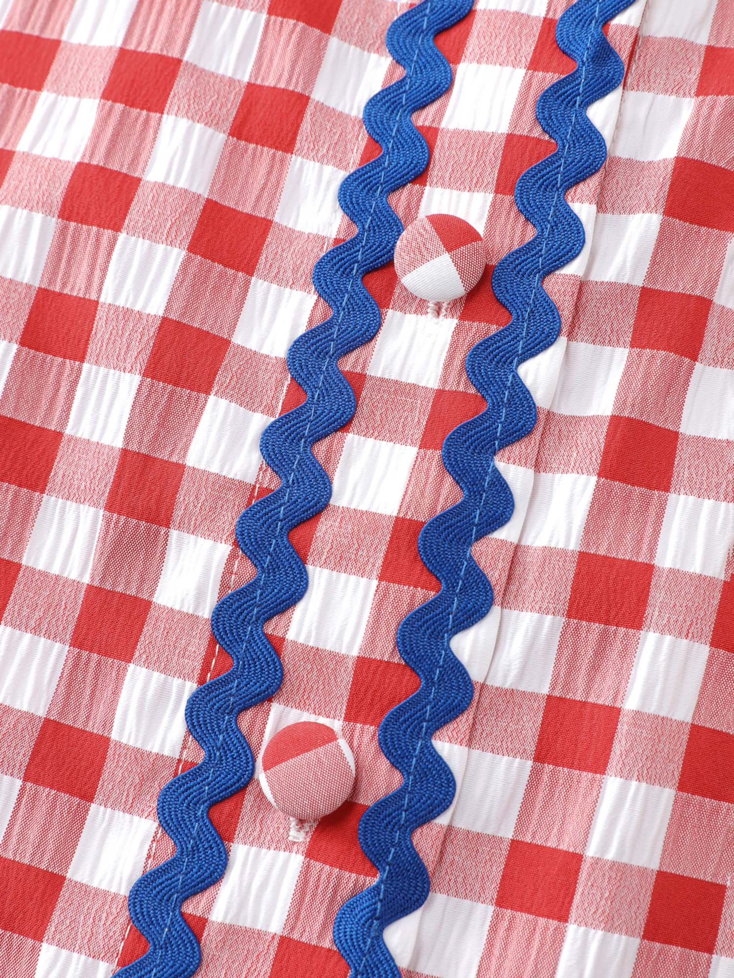 Gingham Color Contrast Edges Blouse - Image 5