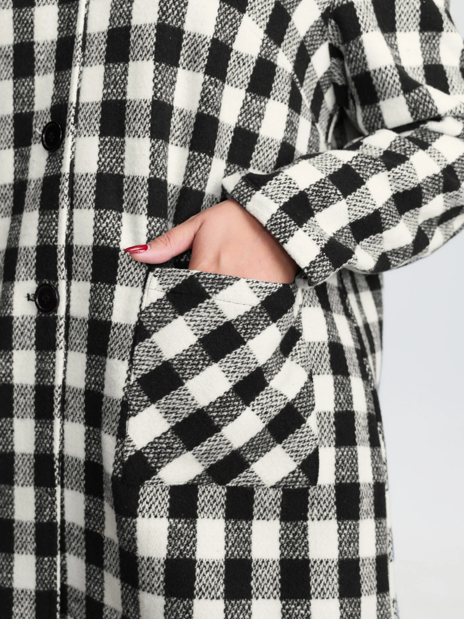 Gingham Doll Collar Pockets Coat - Image 12
