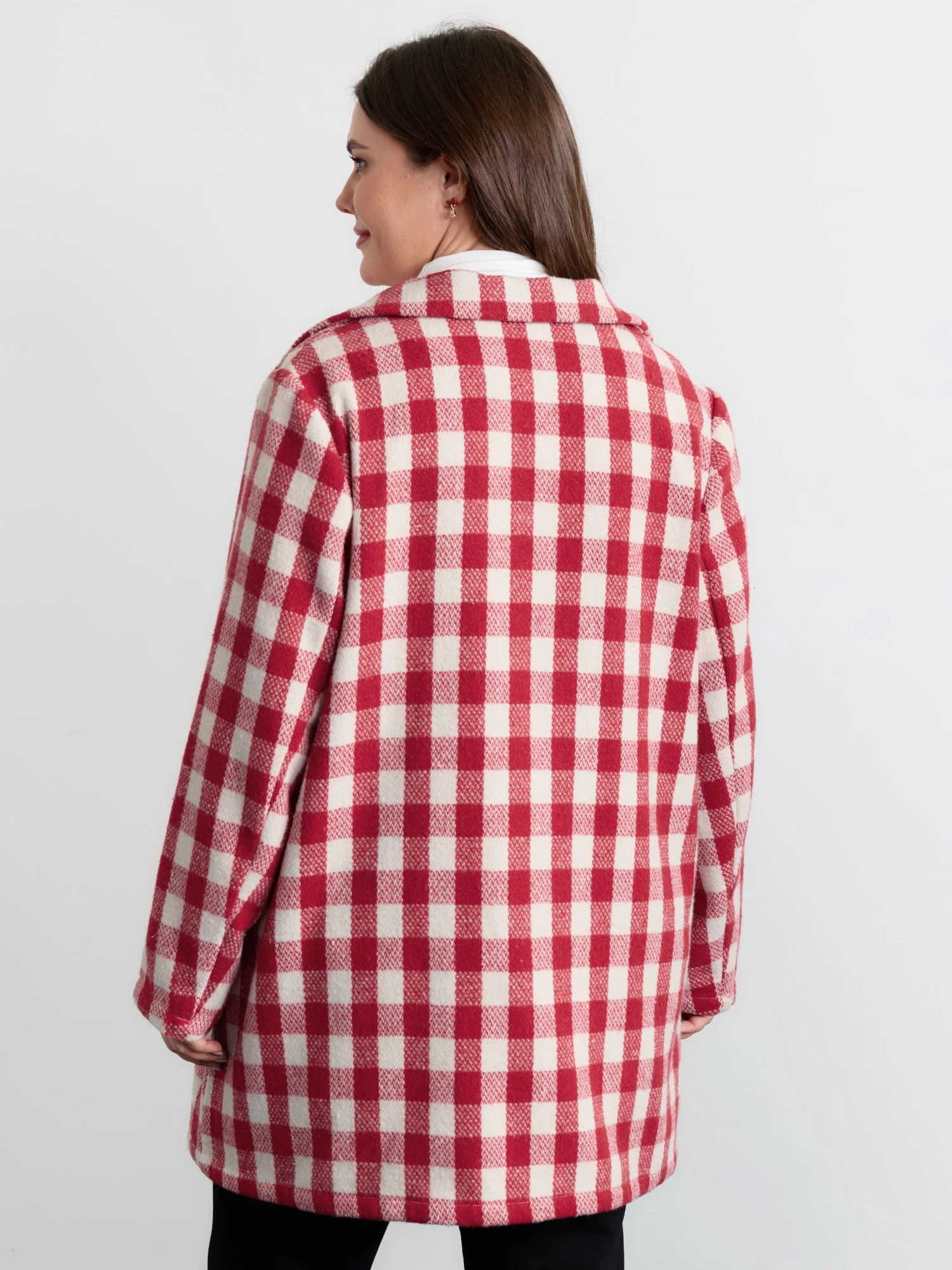 Gingham Doll Collar Pockets Coat - Image 4