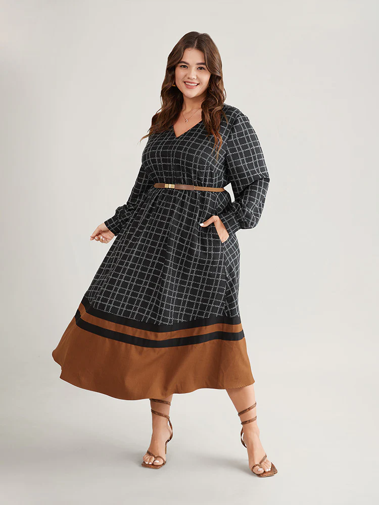 Gingham Gingham Patchwork Pocket Gathered Dress - Image 3