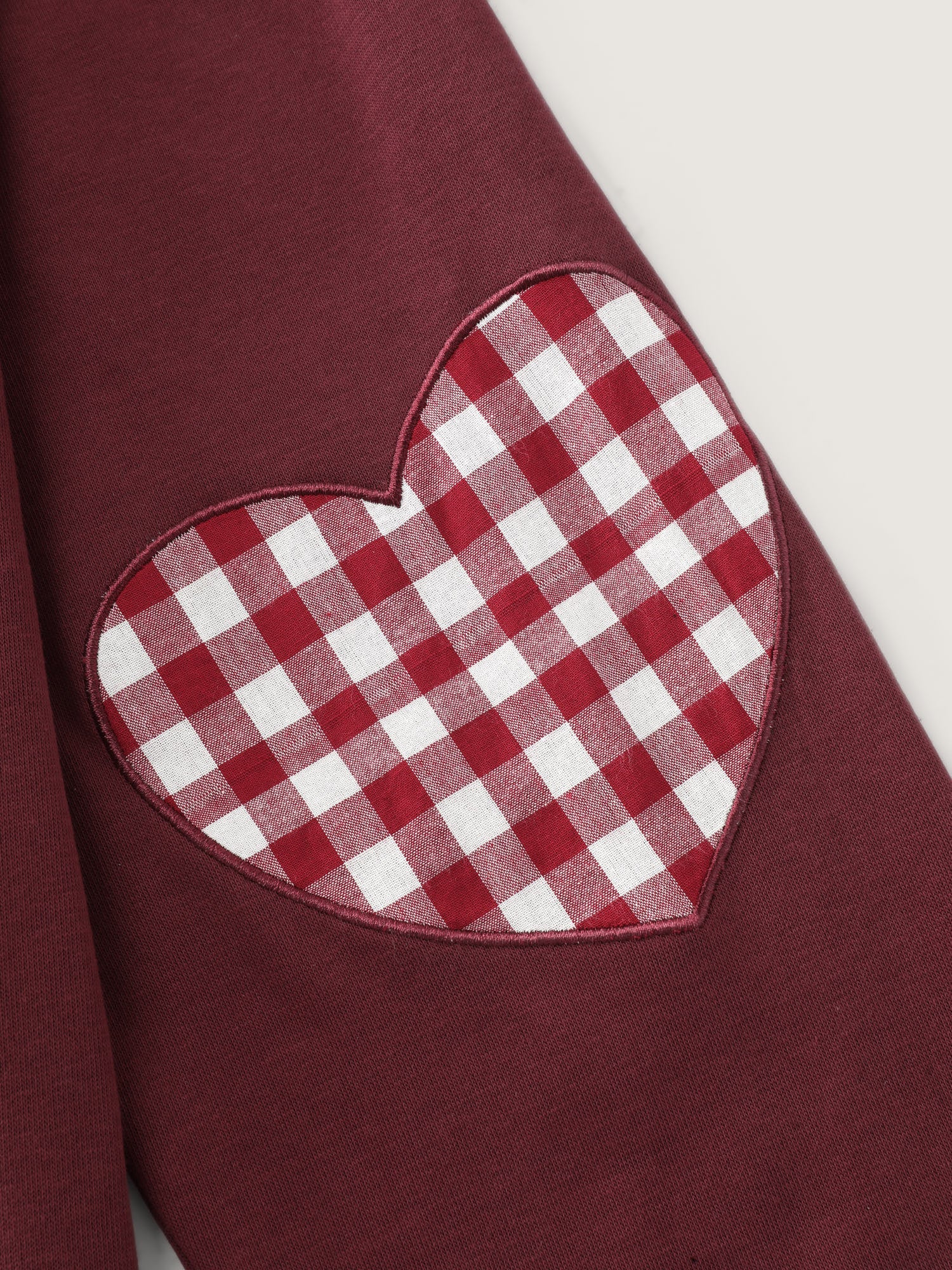 Gingham Heart Patch V-Neck Sweatshirt - Image 6