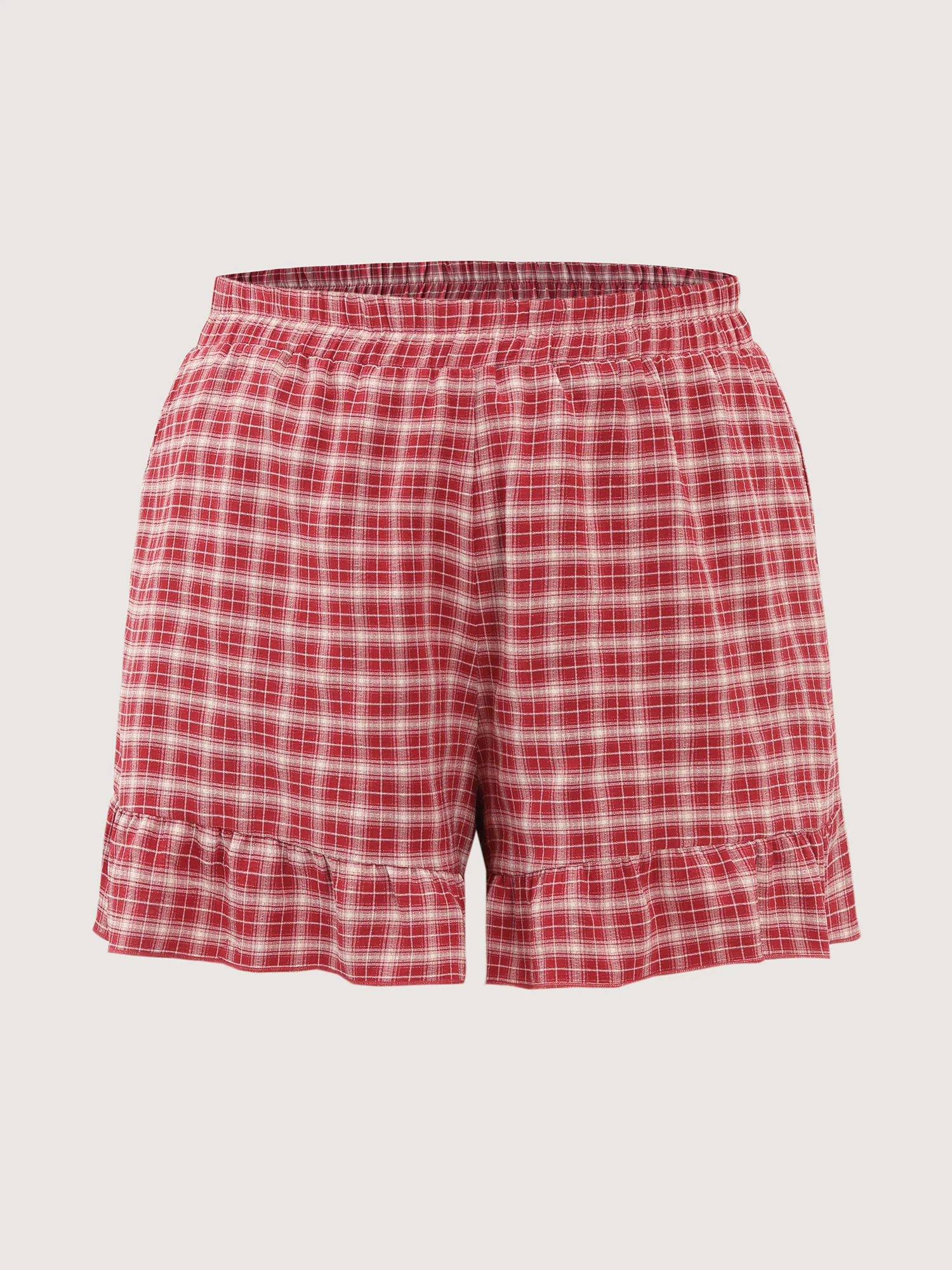 Gingham Pattern Ruffled Hem Co-ord Lounge Set - Image 10