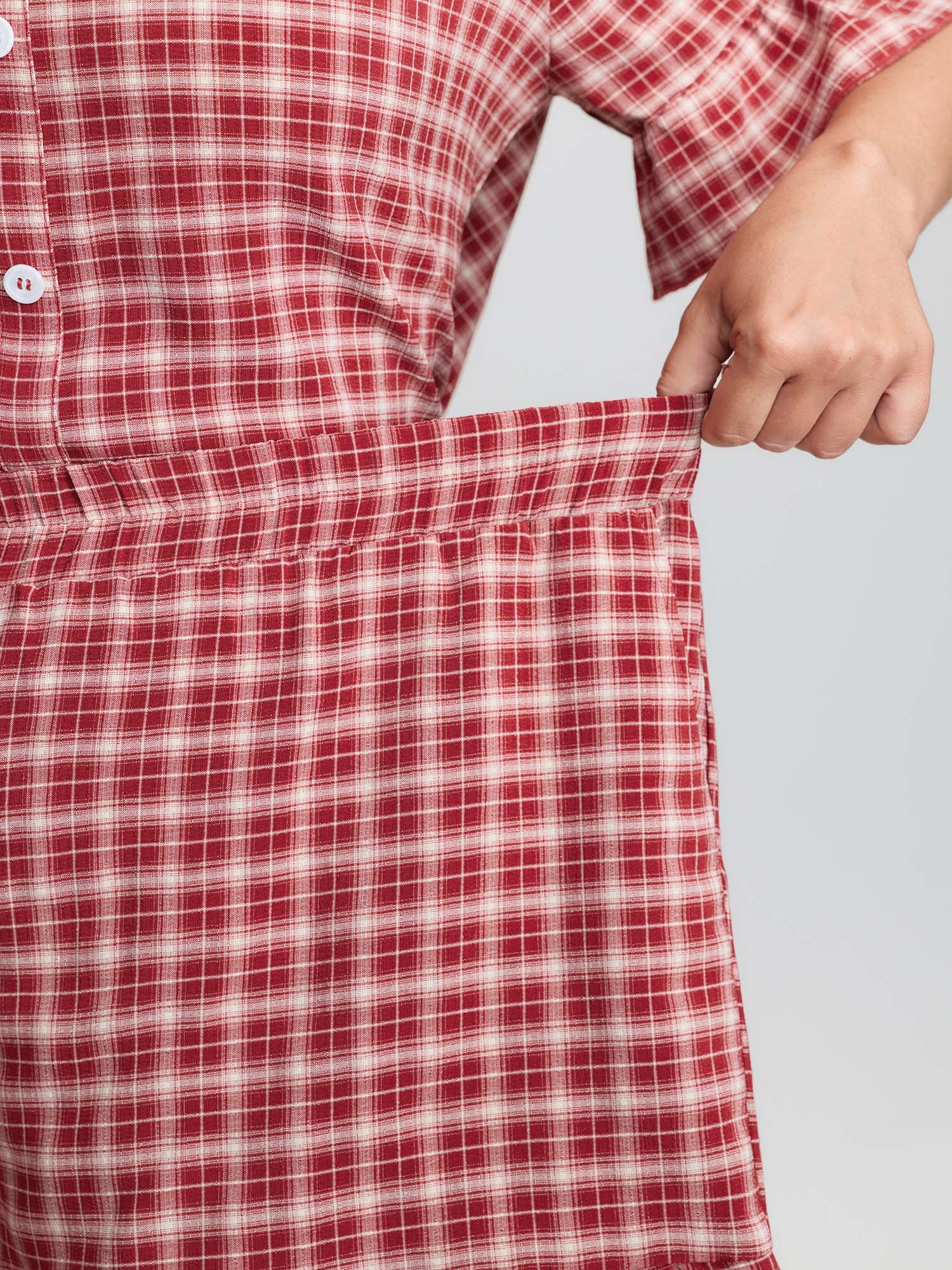 Gingham Pattern Ruffled Hem Co-ord Lounge Set - Image 7