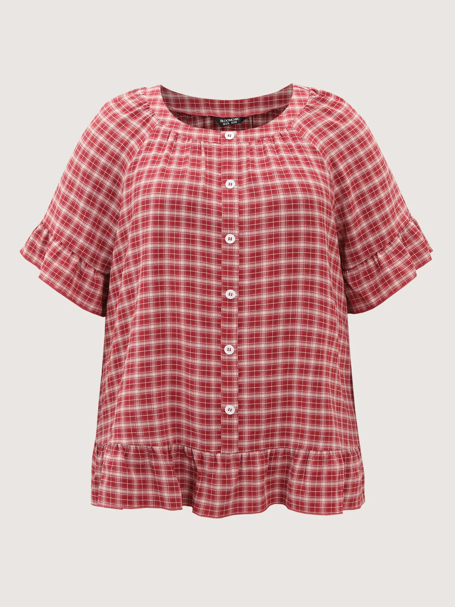 Gingham Pattern Ruffled Hem Co-ord Lounge Set - Image 9