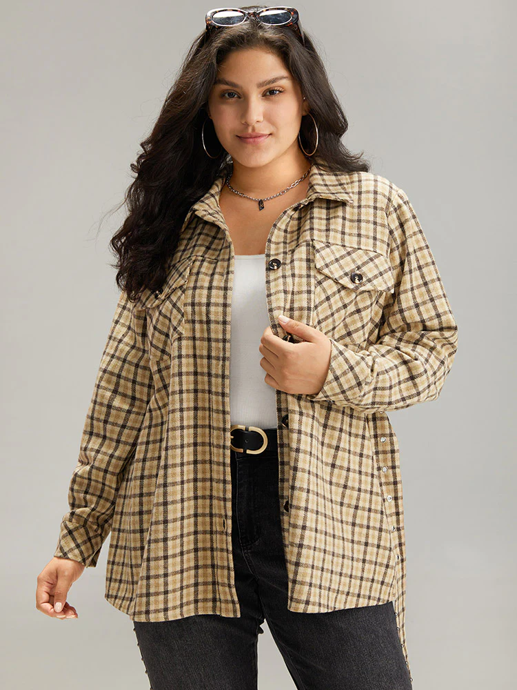 Gingham Pocket Button Through Belted Coat - Image 6
