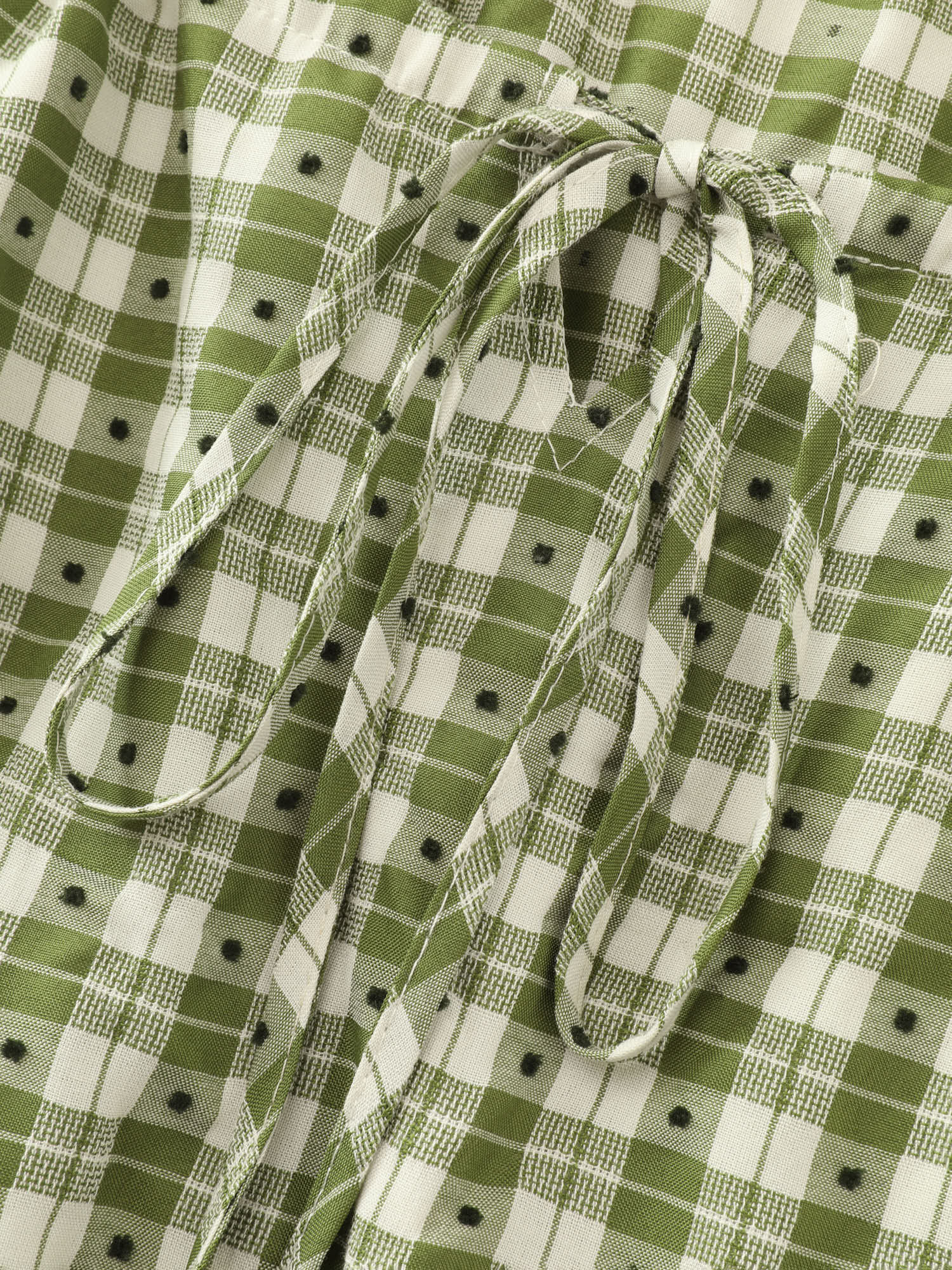 Gingham Print Adjustable Drawstring Neckline Midi Dress - Image 5