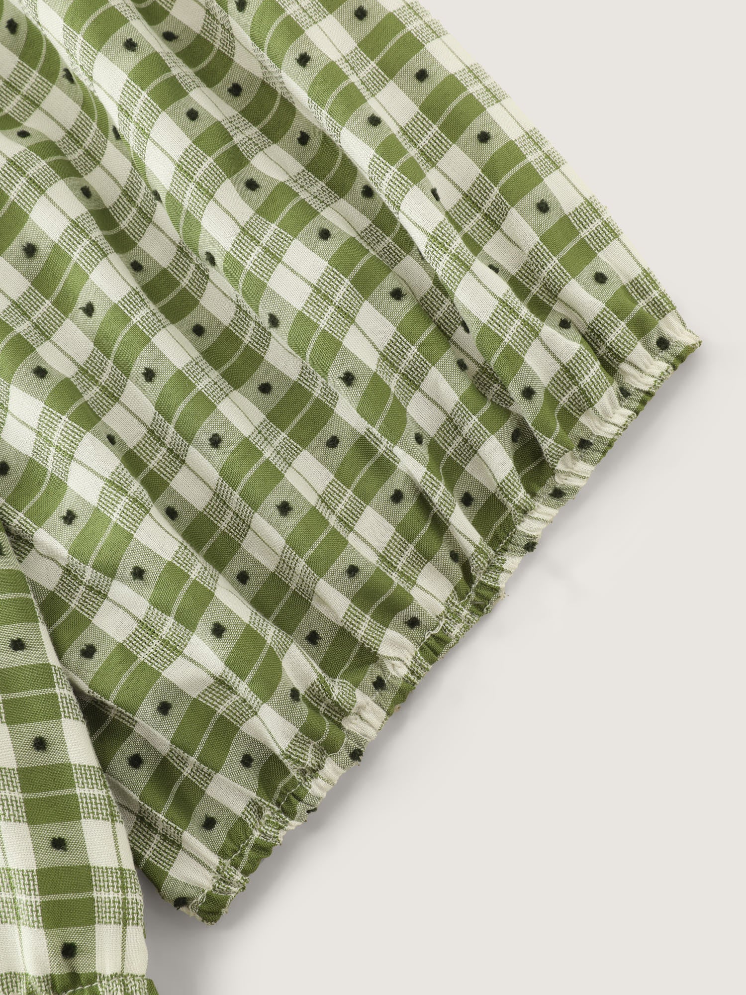 Gingham Print Adjustable Drawstring Neckline Midi Dress - Image 6