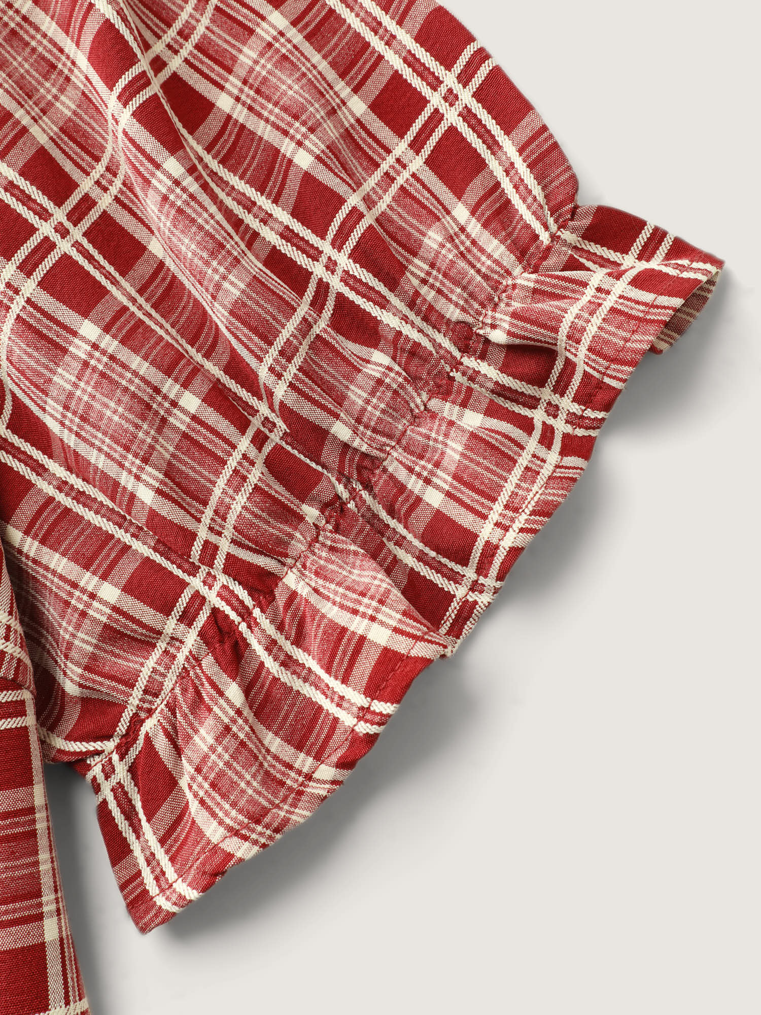 Gingham Print Babydoll Collar Button-Front Shirt - Image 6