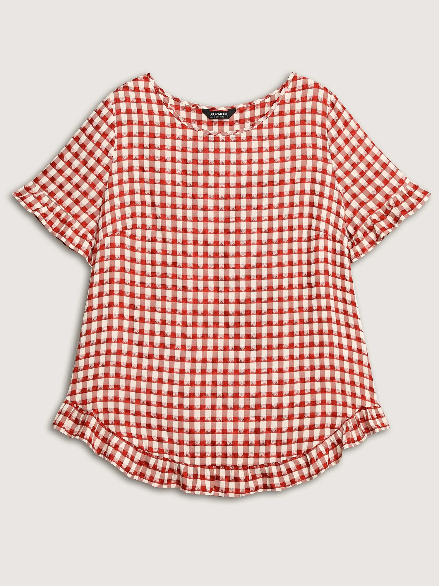 Gingham Print Button Back Blouse - Image 11