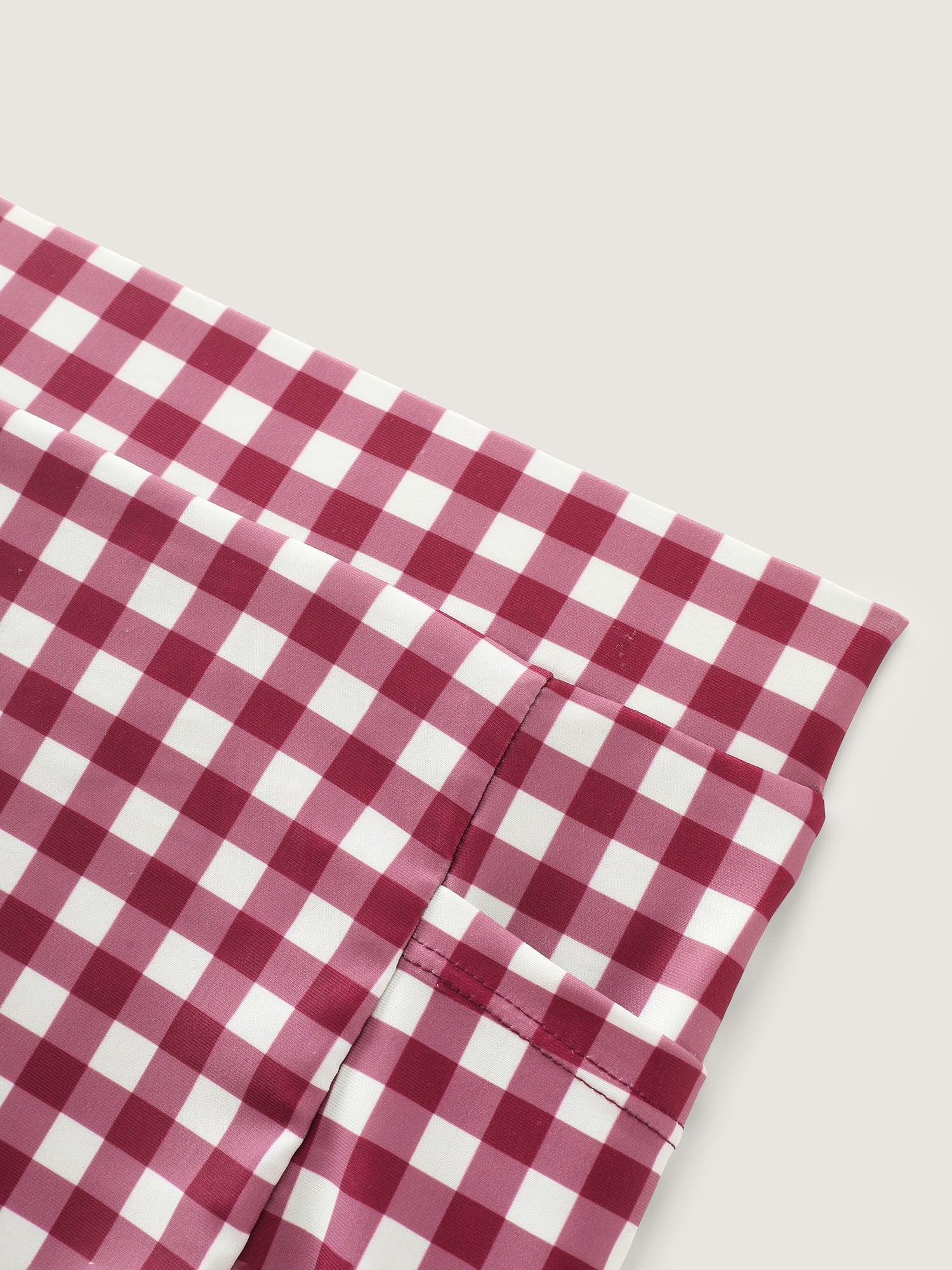 Gingham Print Color Contrast Swim Dress - Image 10