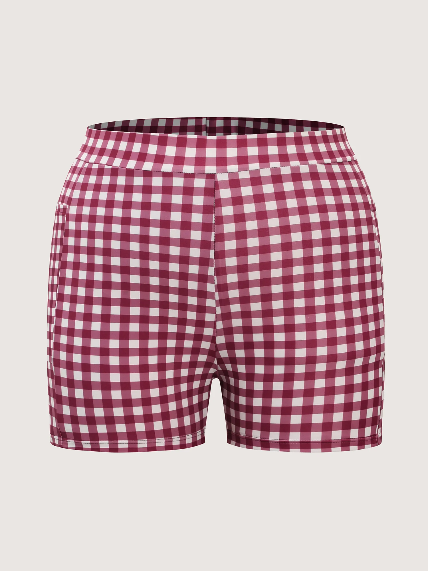 Gingham Print Color Contrast Swim Dress - Image 8