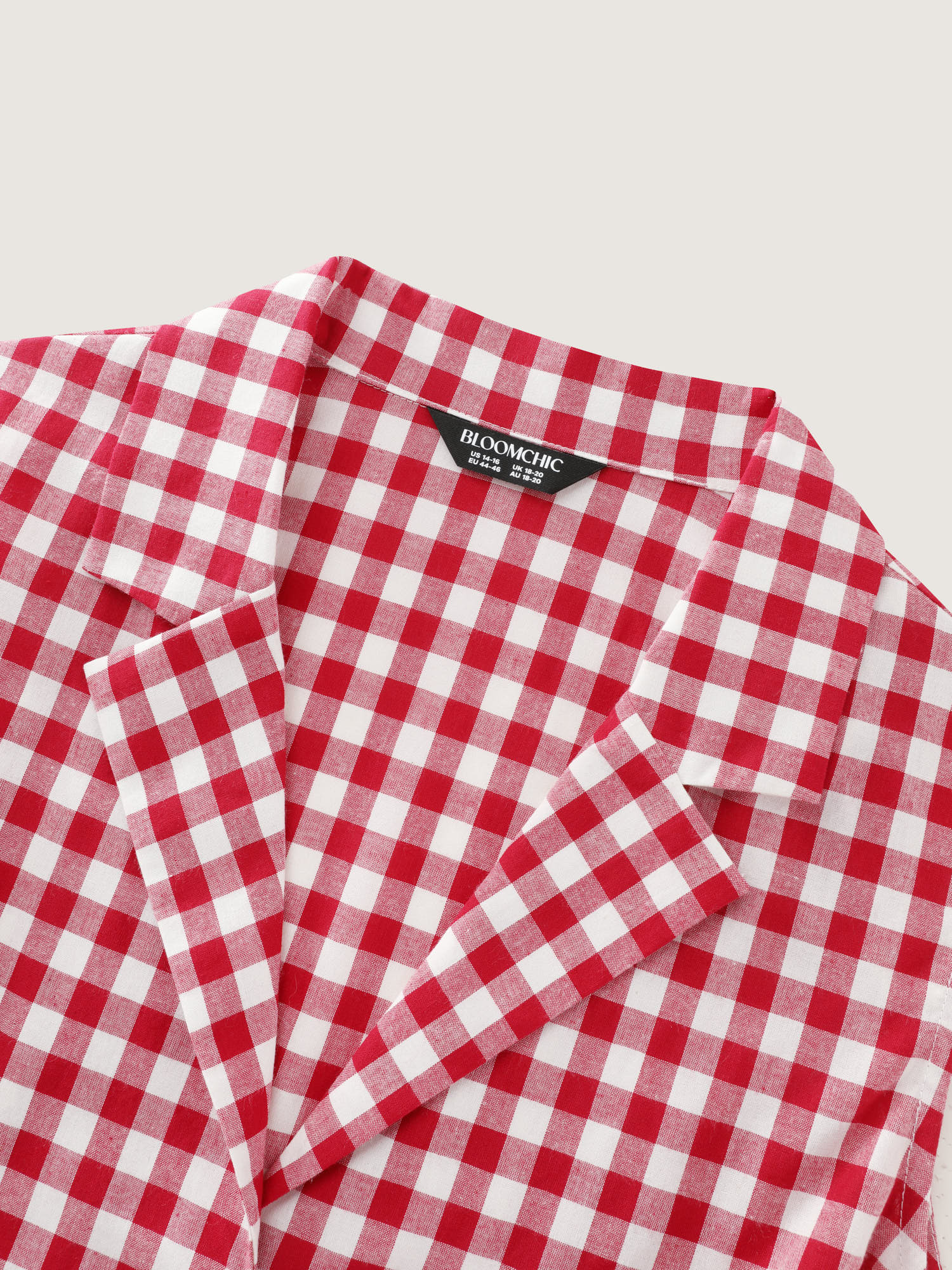 Cotton Gingham Print Lapel Collar Tank Top - Image 5