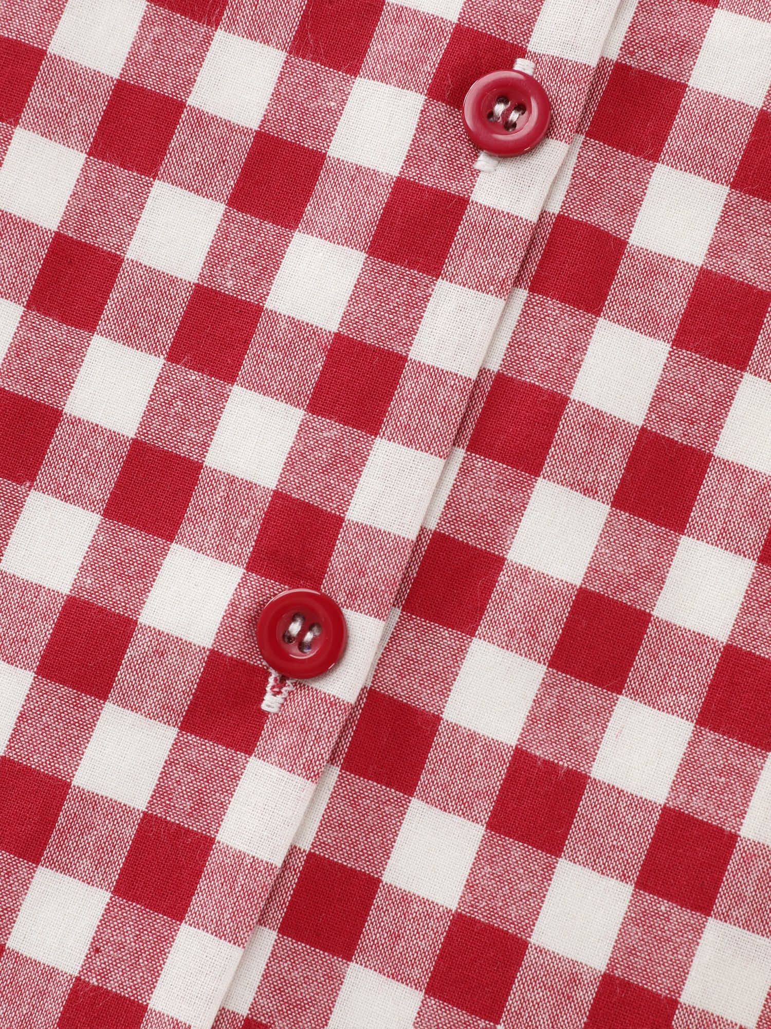 Cotton Gingham Print Lapel Collar Tank Top - Image 6