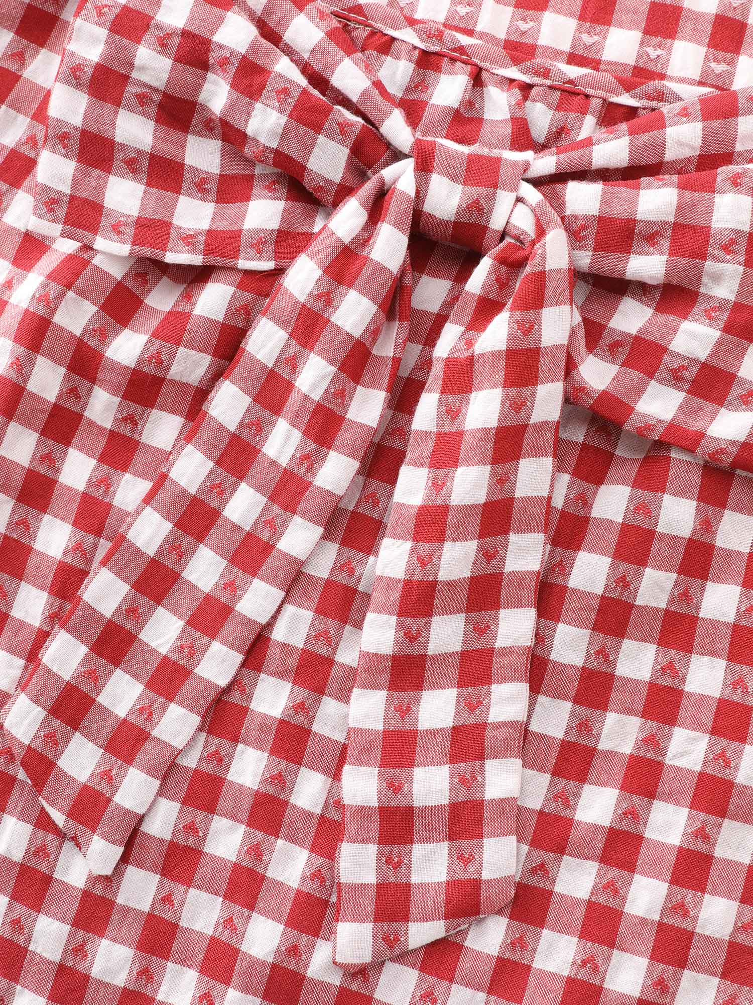 Gingham Print Layered Flutter Sleeve Blouse - Image 6