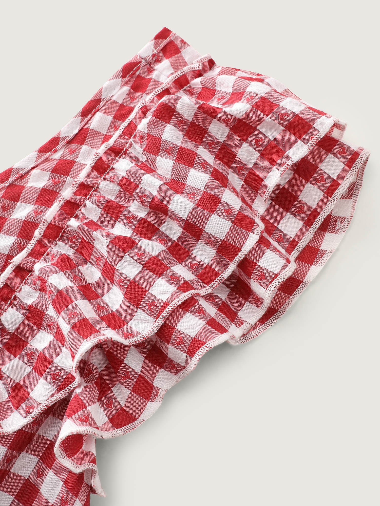 Gingham Print Layered Flutter Sleeve Blouse - Image 7