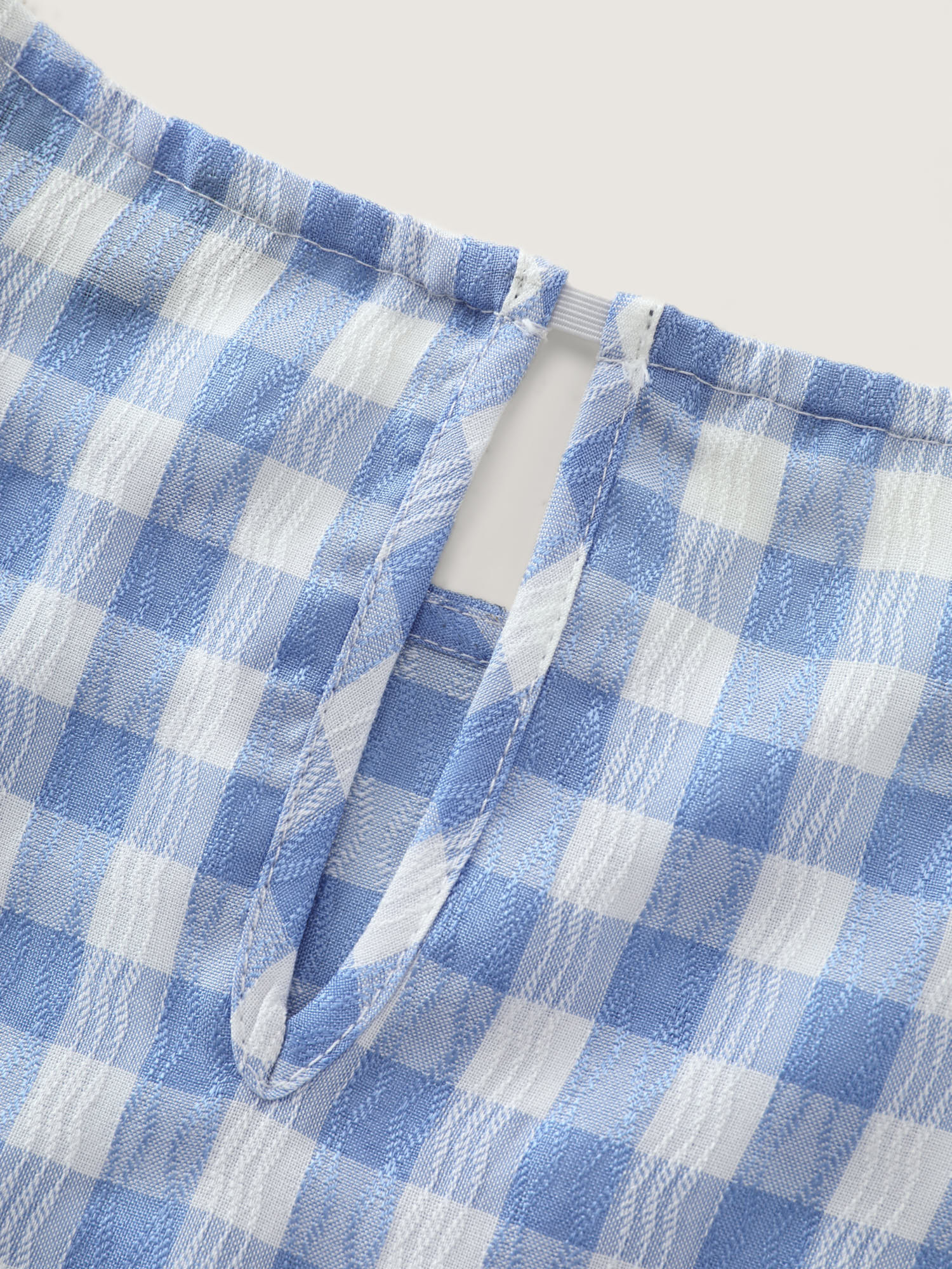 Gingham Print Ruffled Sleeve Pleated Blouse - Image 5