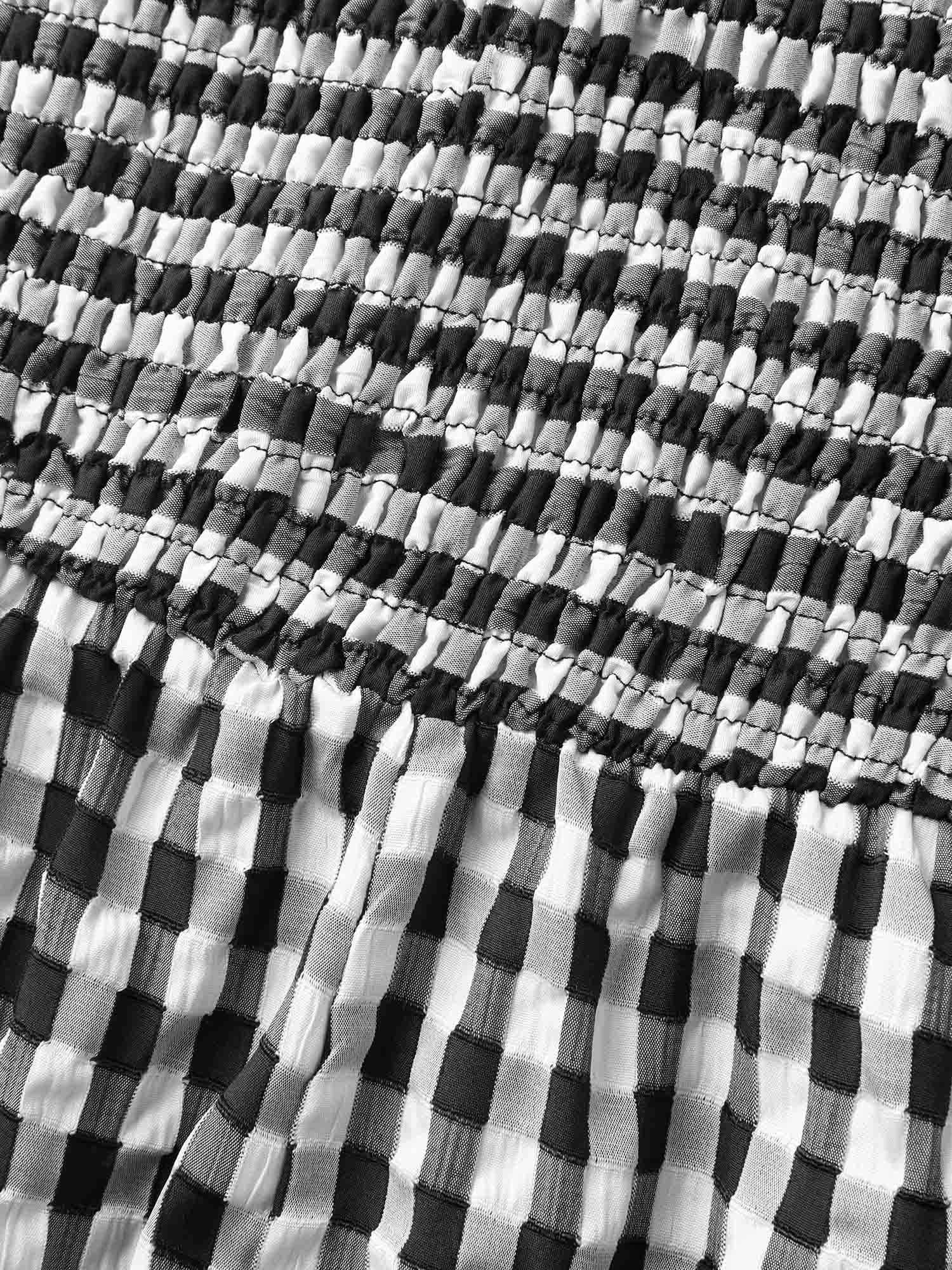 Gingham Print Shirred Straight-Leg Jumpsuit - Image 5