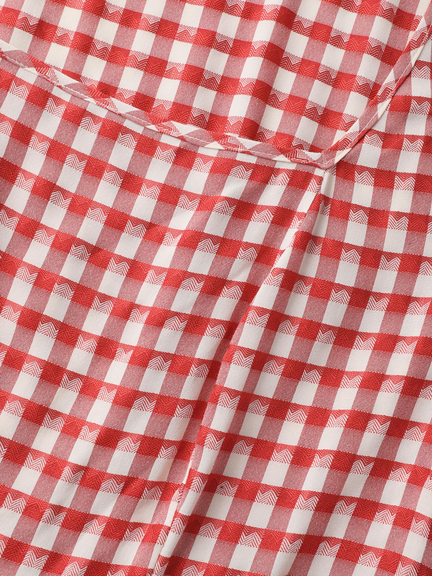 Gingham Print Textured Ruffled Hem Midi Dress - Image 6